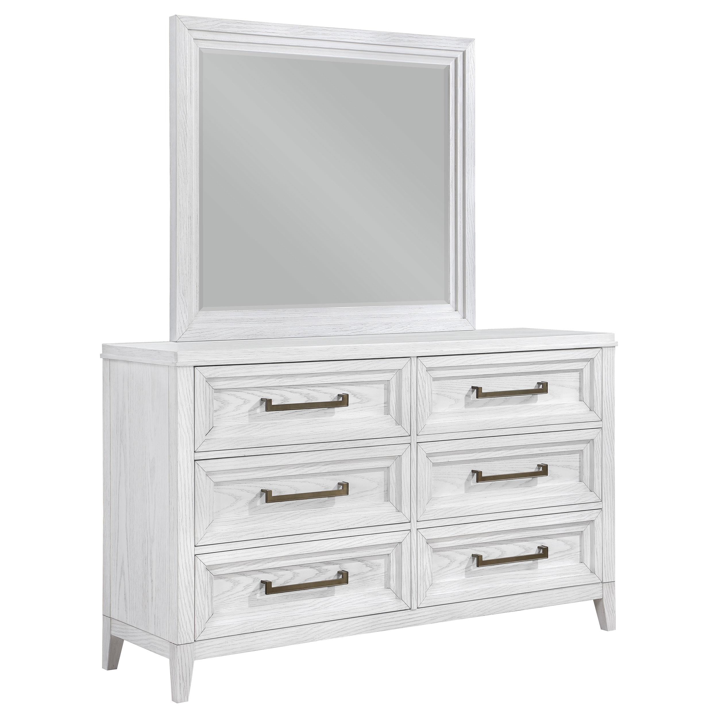  Coaster Furniture Marielle 224843M 6-Drawer Dresser with Mirror - Distressed White IMAGE 1