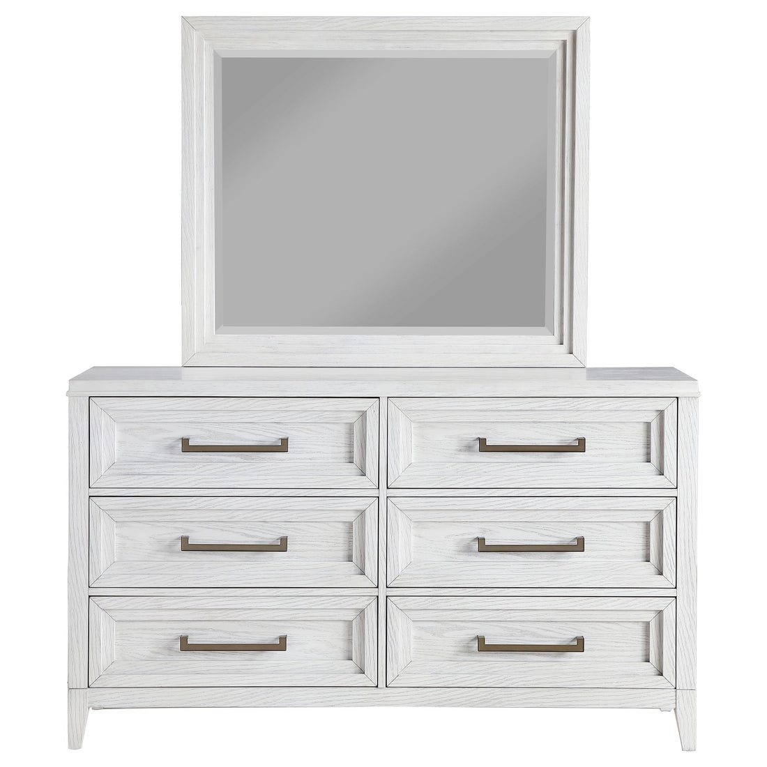  Coaster Furniture Marielle 224843M 6-Drawer Dresser with Mirror - Distressed White IMAGE 1