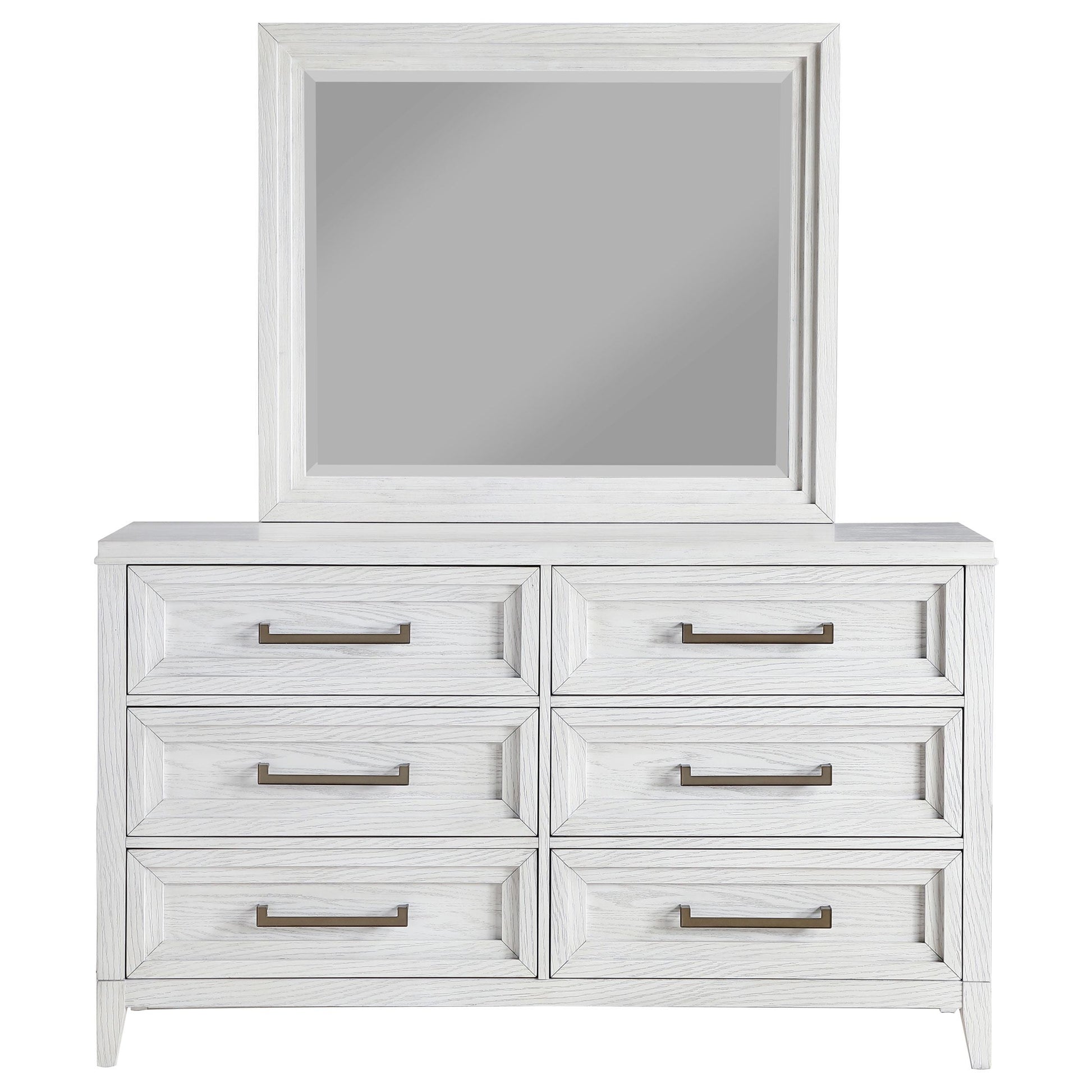  Coaster Furniture Marielle 224843M 6-Drawer Dresser with Mirror - Distressed White IMAGE 2