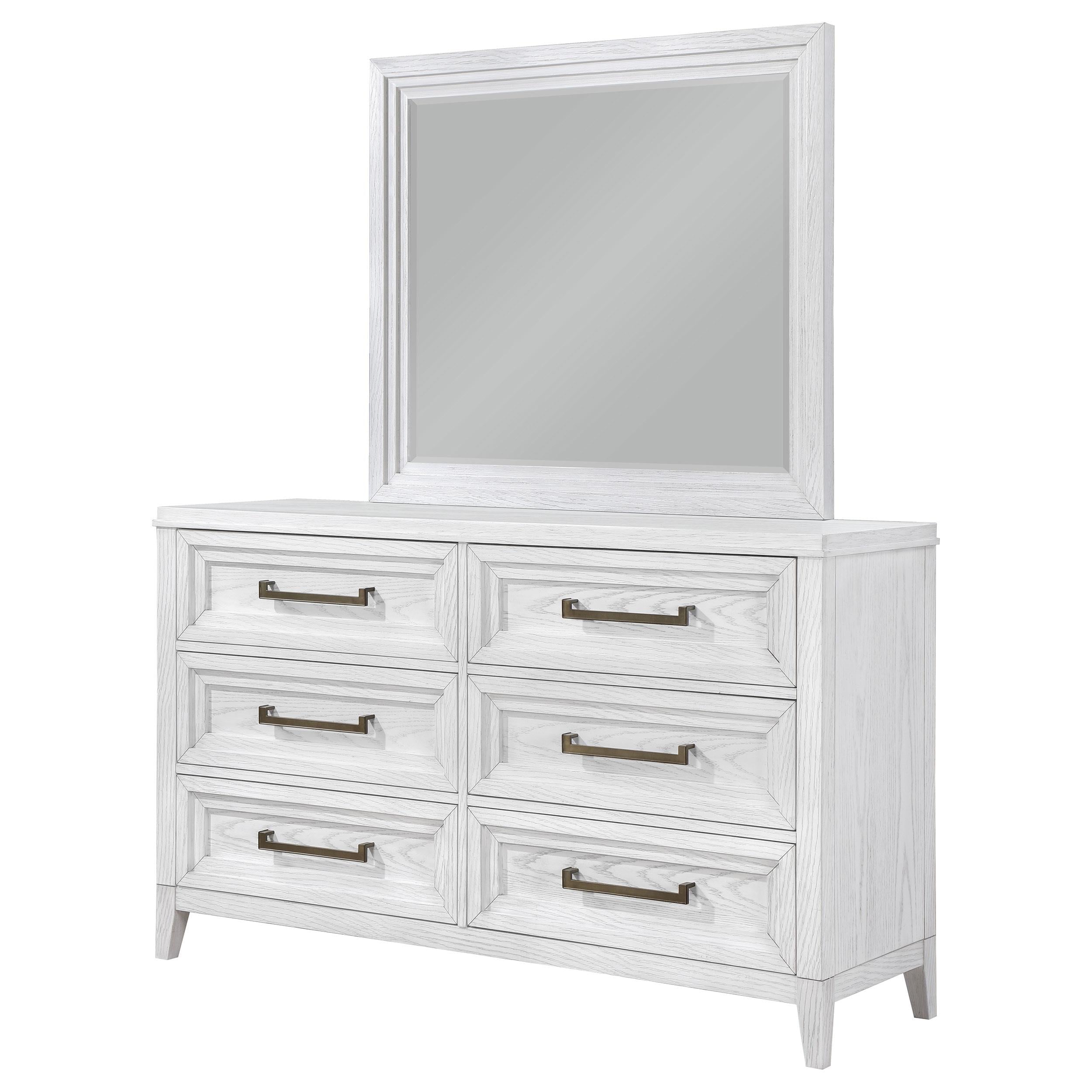  Coaster Furniture Marielle 224843M 6-Drawer Dresser with Mirror - Distressed White IMAGE 3