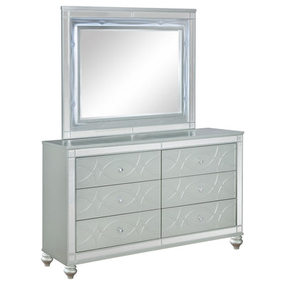  Coaster Furniture Gunnison 223213M 6-Drawer Dresser with Mirror - Silver Metallic IMAGE 1