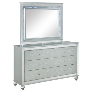  Coaster Furniture Gunnison 223213M 6-Drawer Dresser with Mirror - Silver Metallic IMAGE 1