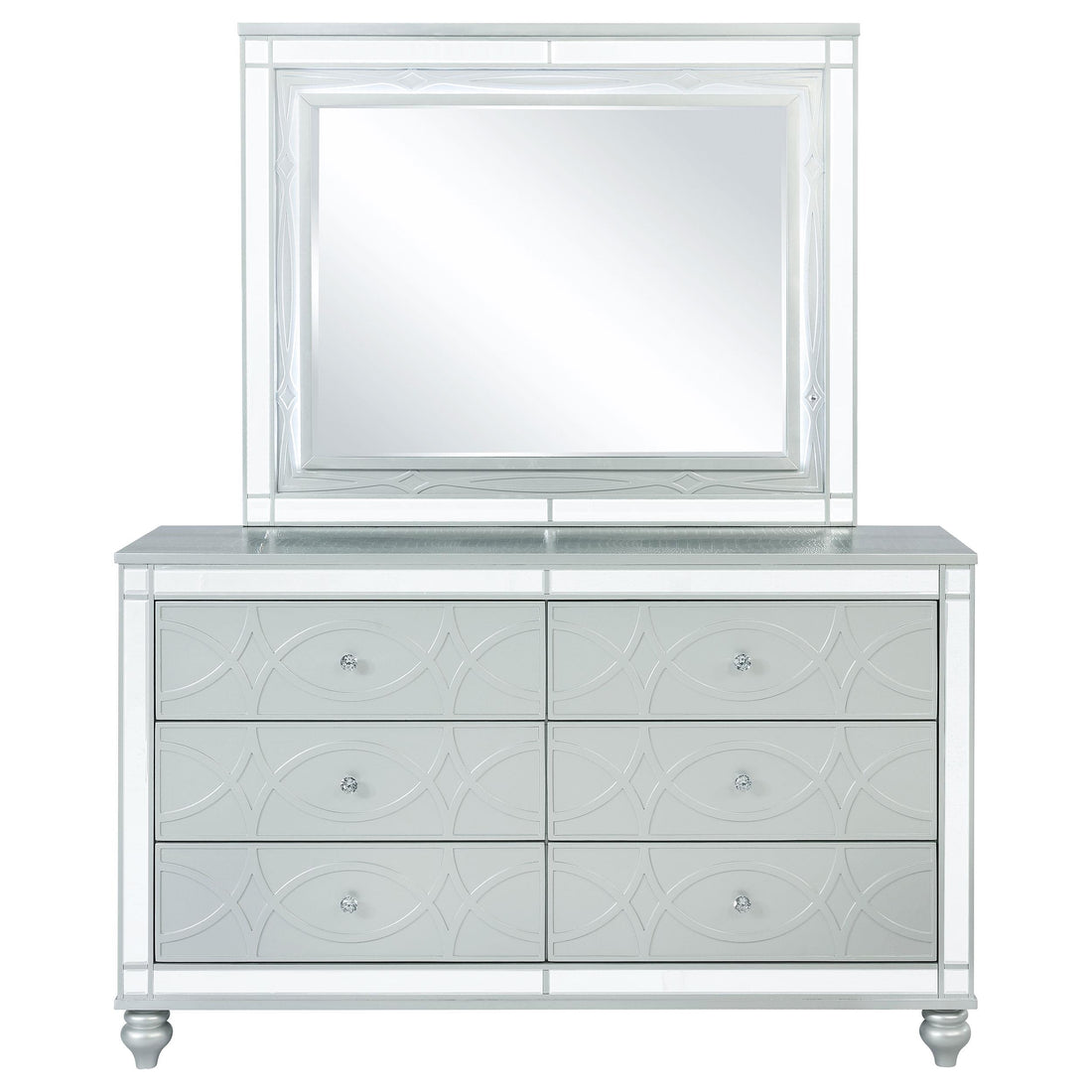  Coaster Furniture Gunnison 223213M 6-Drawer Dresser with Mirror - Silver Metallic IMAGE 1