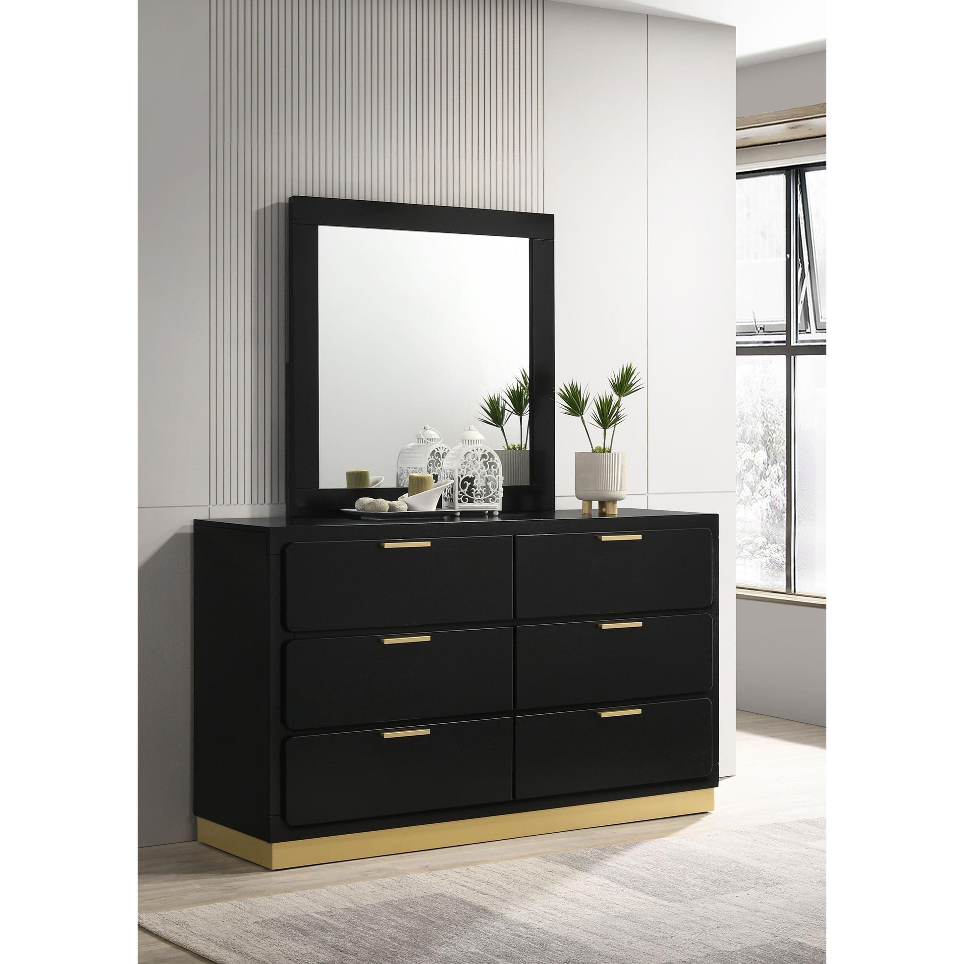  Coaster Furniture Caraway 224783M 6-Drawer Dresser with Mirror - Black IMAGE 9