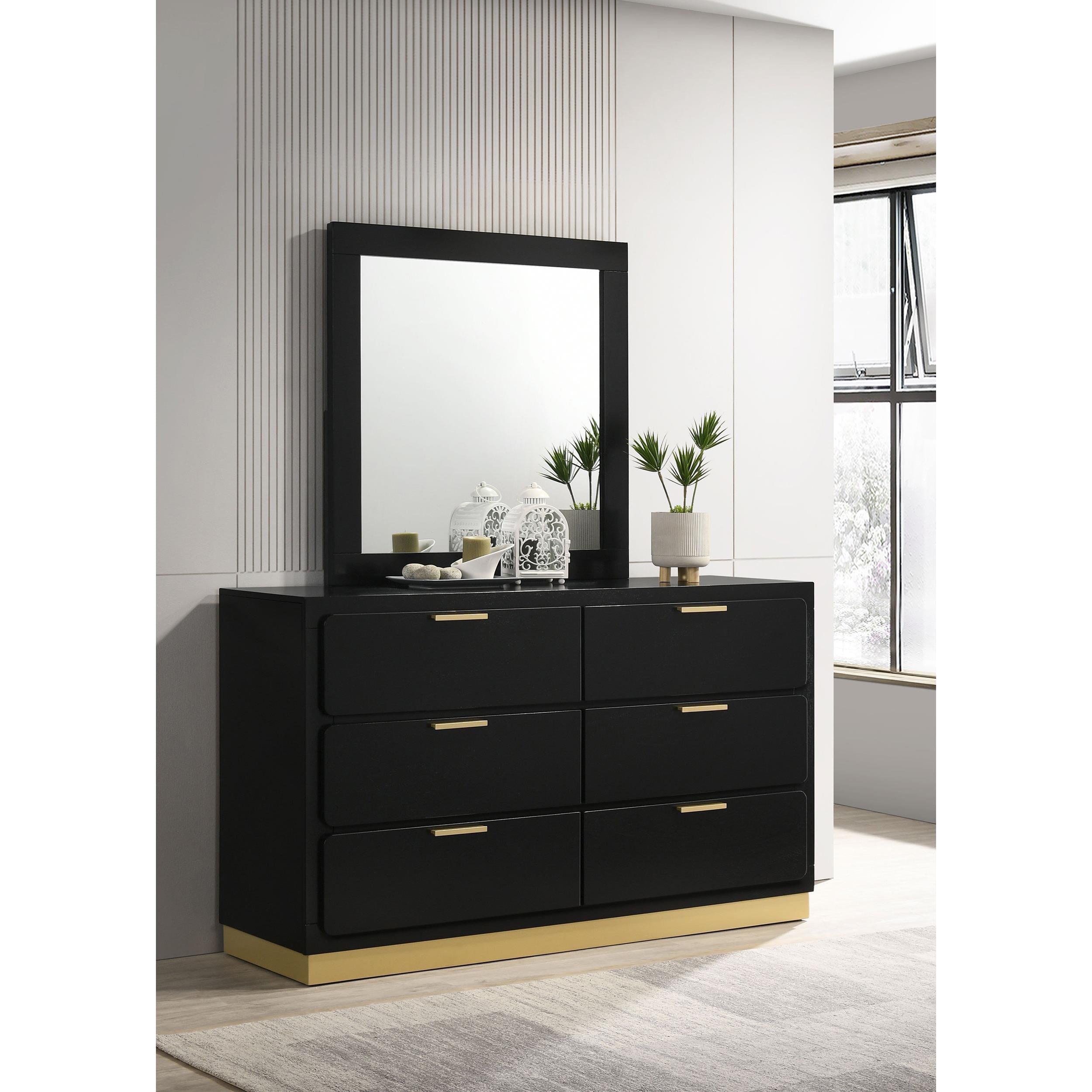  Coaster Furniture Caraway 224783M 6-Drawer Dresser with Mirror - Black IMAGE 9