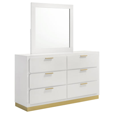  Coaster Furniture Caraway 224773M 6-Drawer Dresser with Mirror - White IMAGE 1