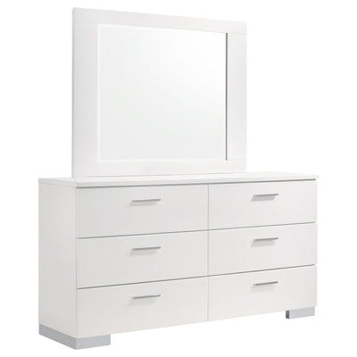  Coaster Furniture Felicity 203503M 6-Drawer Wood Dresser with Mirror - White High Gloss IMAGE 1