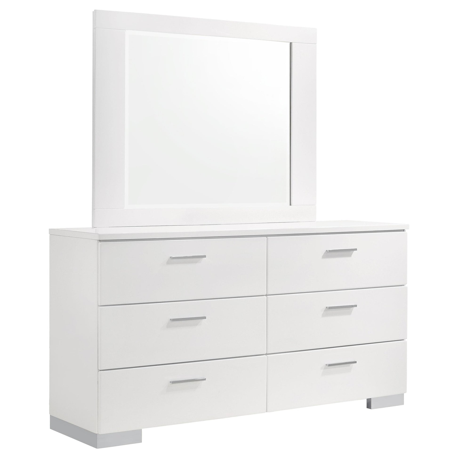  Coaster Furniture Felicity 203503M 6-Drawer Wood Dresser with Mirror - White High Gloss IMAGE 1