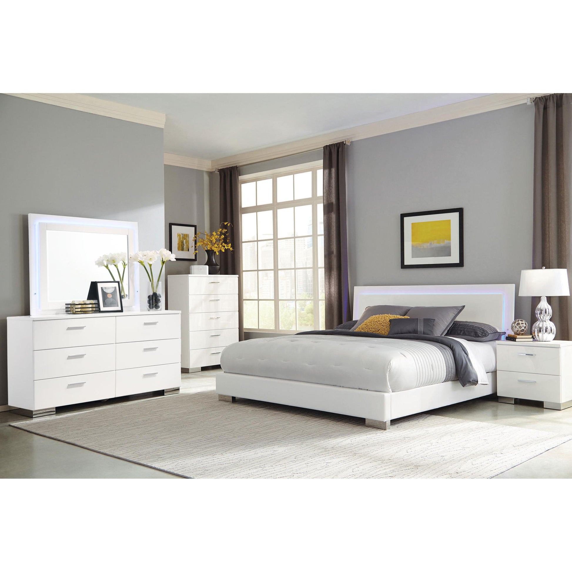  Coaster Furniture Felicity 203503M 6-Drawer Wood Dresser with Mirror - White High Gloss IMAGE 10