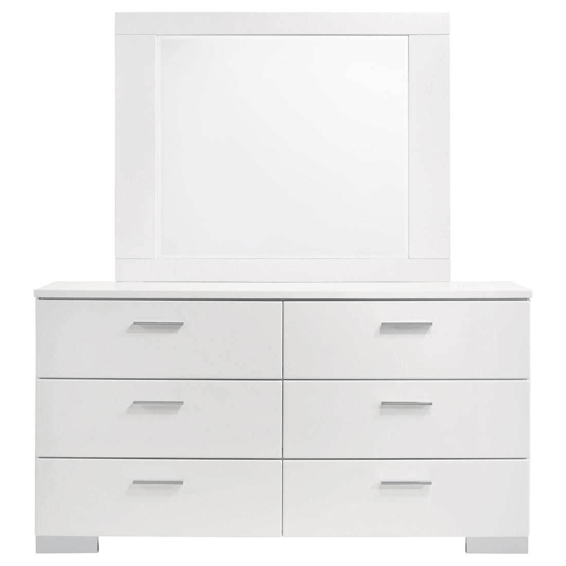  Coaster Furniture Felicity 203503M 6-Drawer Wood Dresser with Mirror - White High Gloss IMAGE 1