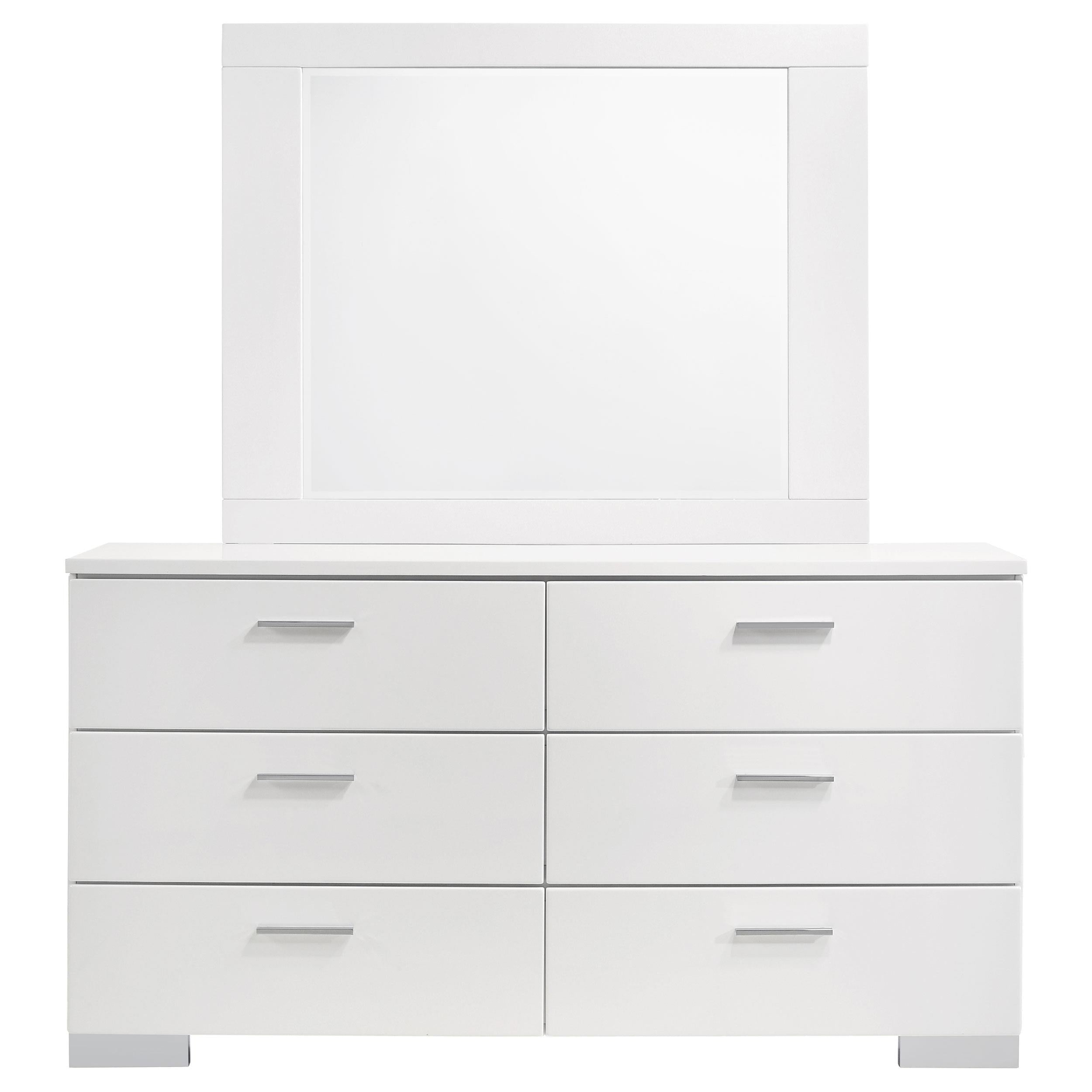  Coaster Furniture Felicity 203503M 6-Drawer Wood Dresser with Mirror - White High Gloss IMAGE 2