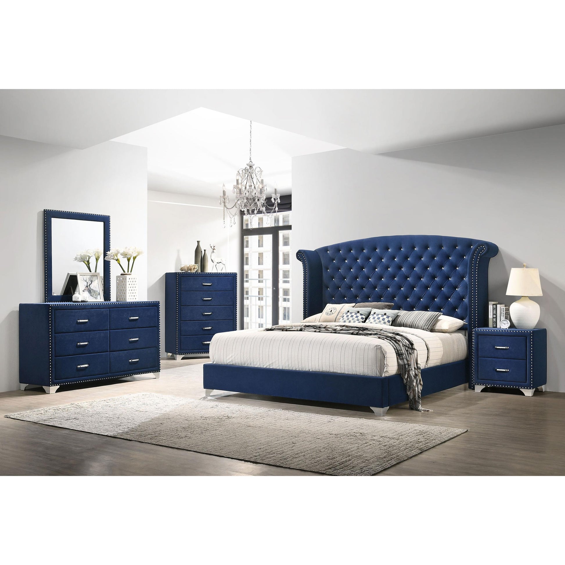  Coaster Furniture Melody 223373M 6-Drawer Upholstered Dresser with Mirror - Pacific Blue IMAGE 3
