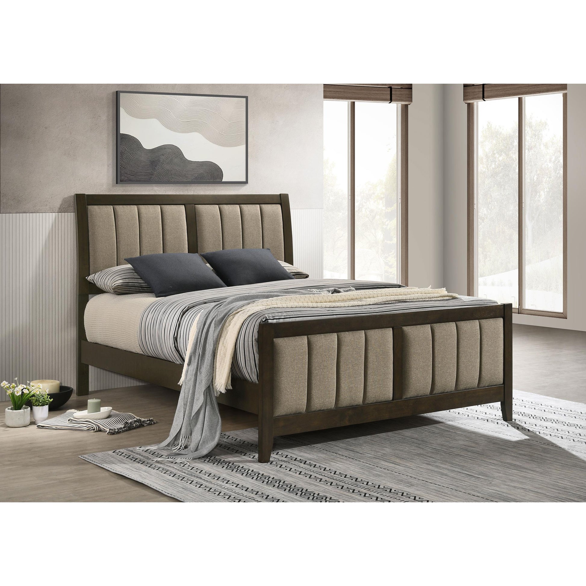  Size_Queen  -- Coaster Furniture Wilkes Upholstered Panel Bed IMAGE 4