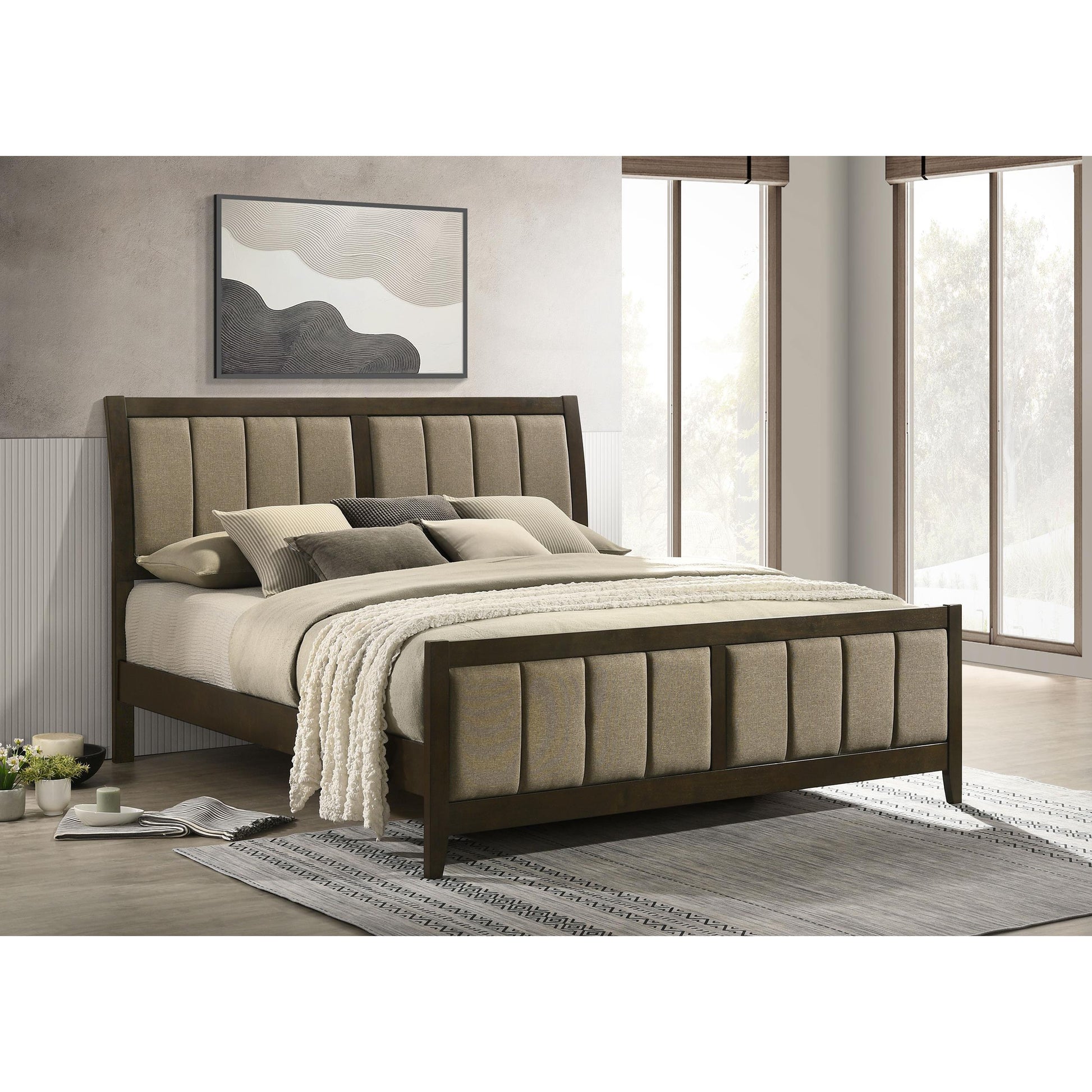  Size_King  -- Wilkes 224421KE 51-inch Upholstered Eastern King Bed - Dark Cocoa IMAGE 6