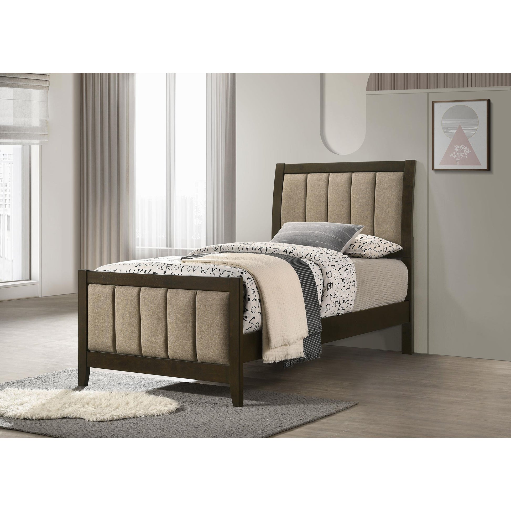  Size_Twin  -- Wilkes 224421T 51-inch Upholstered Twin Bed - Dark Cocoa IMAGE 4