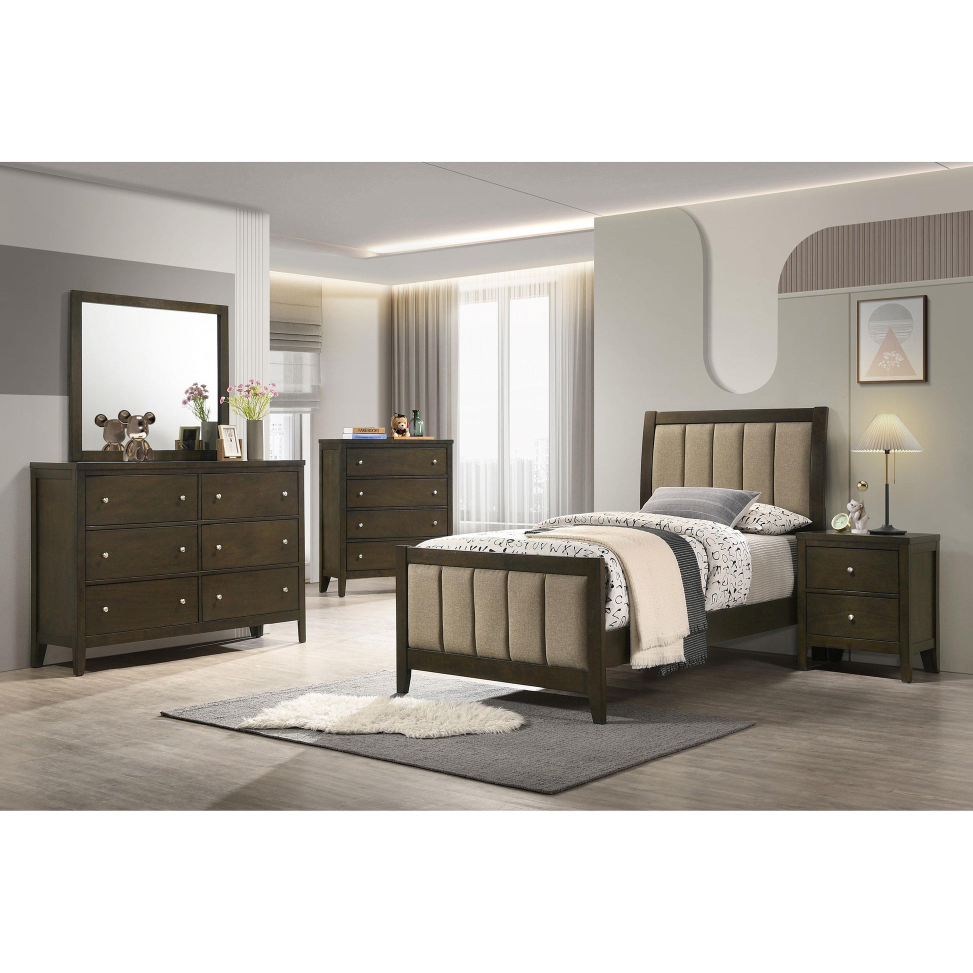  Size_Twin  -- Wilkes 224421T 51-inch Upholstered Twin Bed - Dark Cocoa IMAGE 5