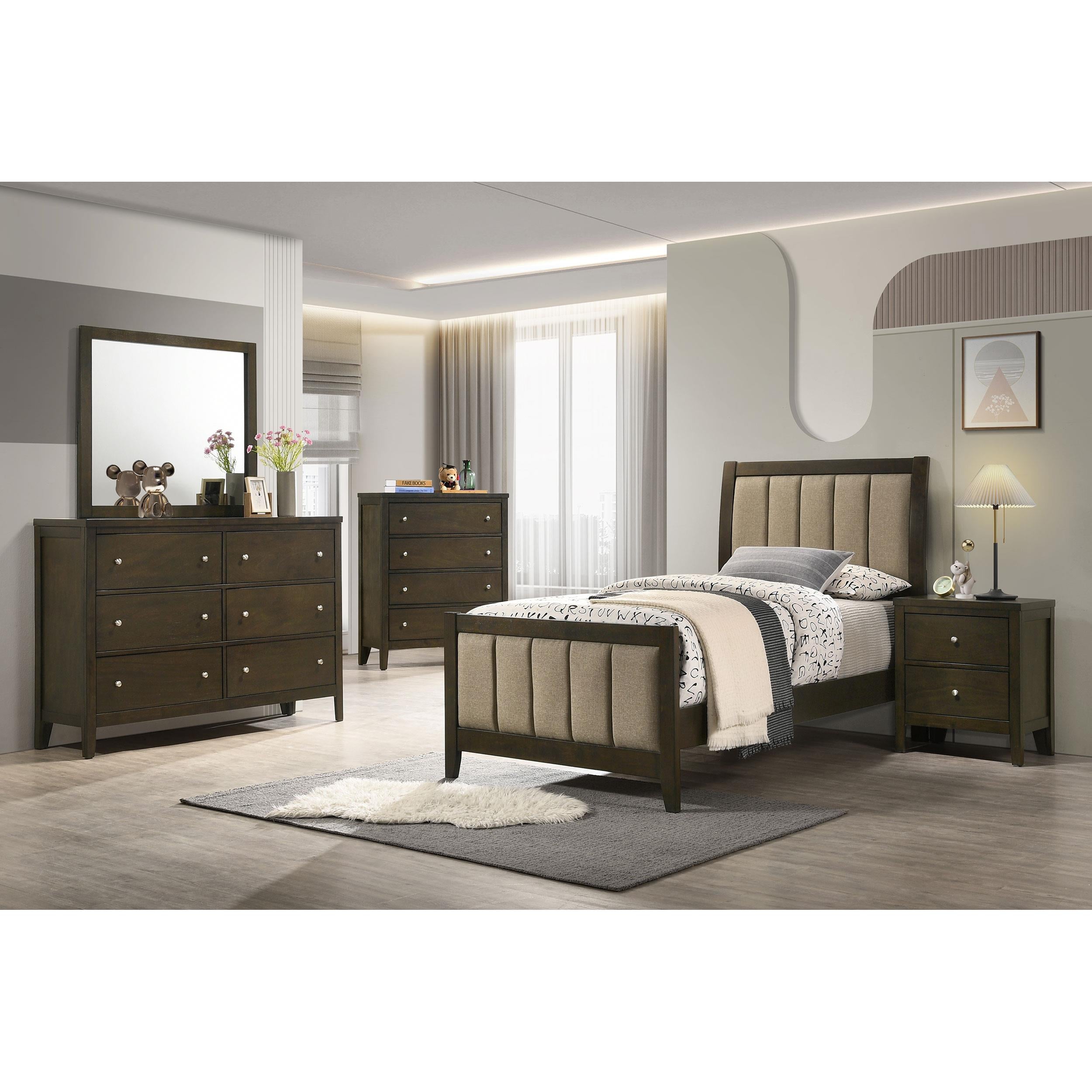  Size_Twin  -- Wilkes 224421T 51-inch Upholstered Twin Bed - Dark Cocoa IMAGE 5