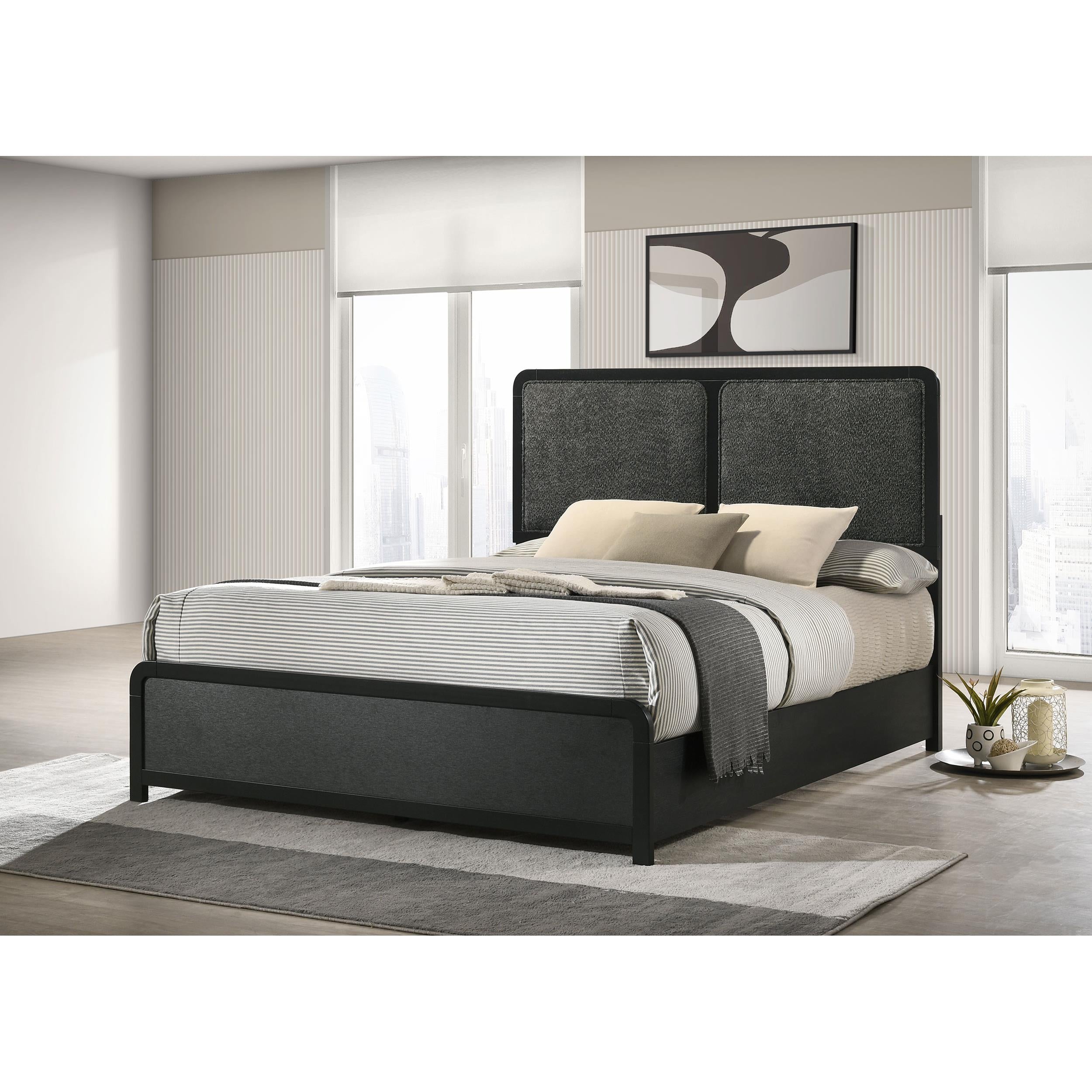  Size_King  -- Cavelle 223661KE 51-inch Upholstered Eastern King Bed - Black IMAGE 4