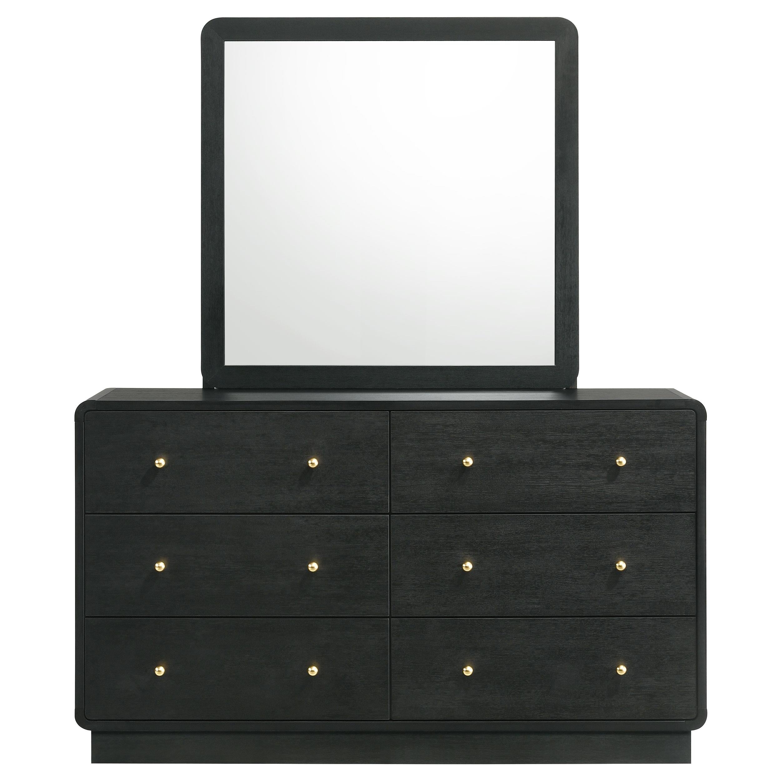  Coaster Furniture Cavelle 223663M 6-Drawer Dresser and Mirror - Black IMAGE 2