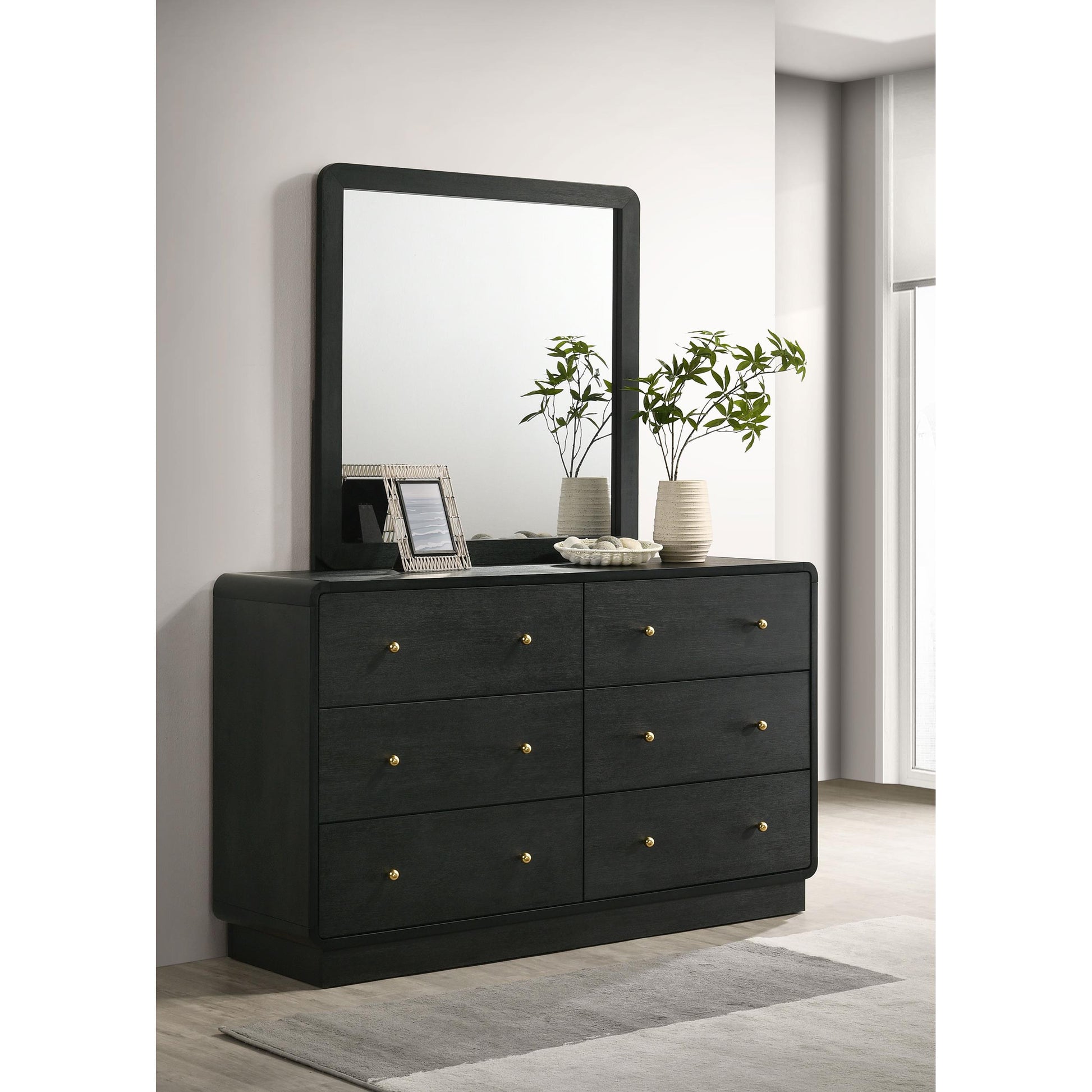  Coaster Furniture Cavelle 223663M 6-Drawer Dresser and Mirror - Black IMAGE 9