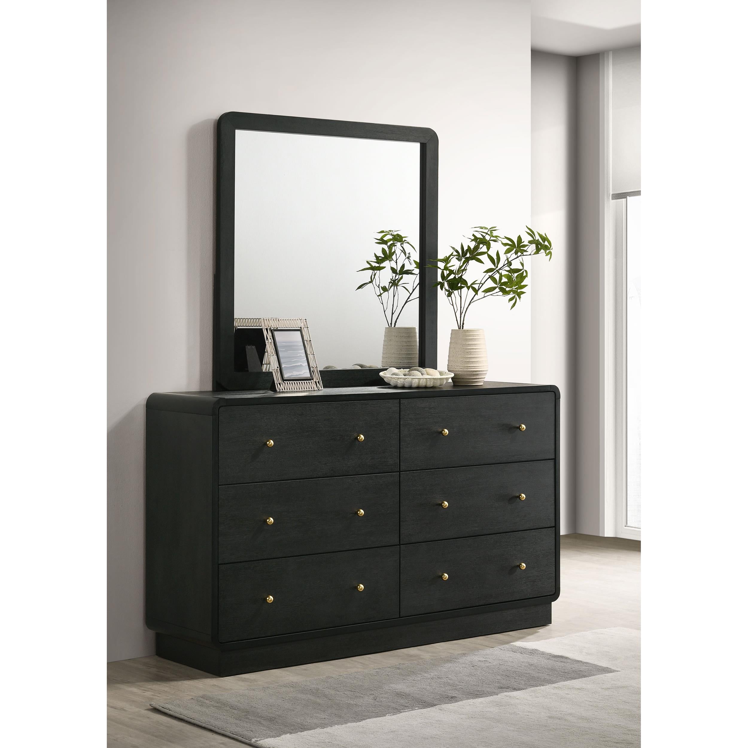  Coaster Furniture Cavelle 223663M 6-Drawer Dresser and Mirror - Black IMAGE 9