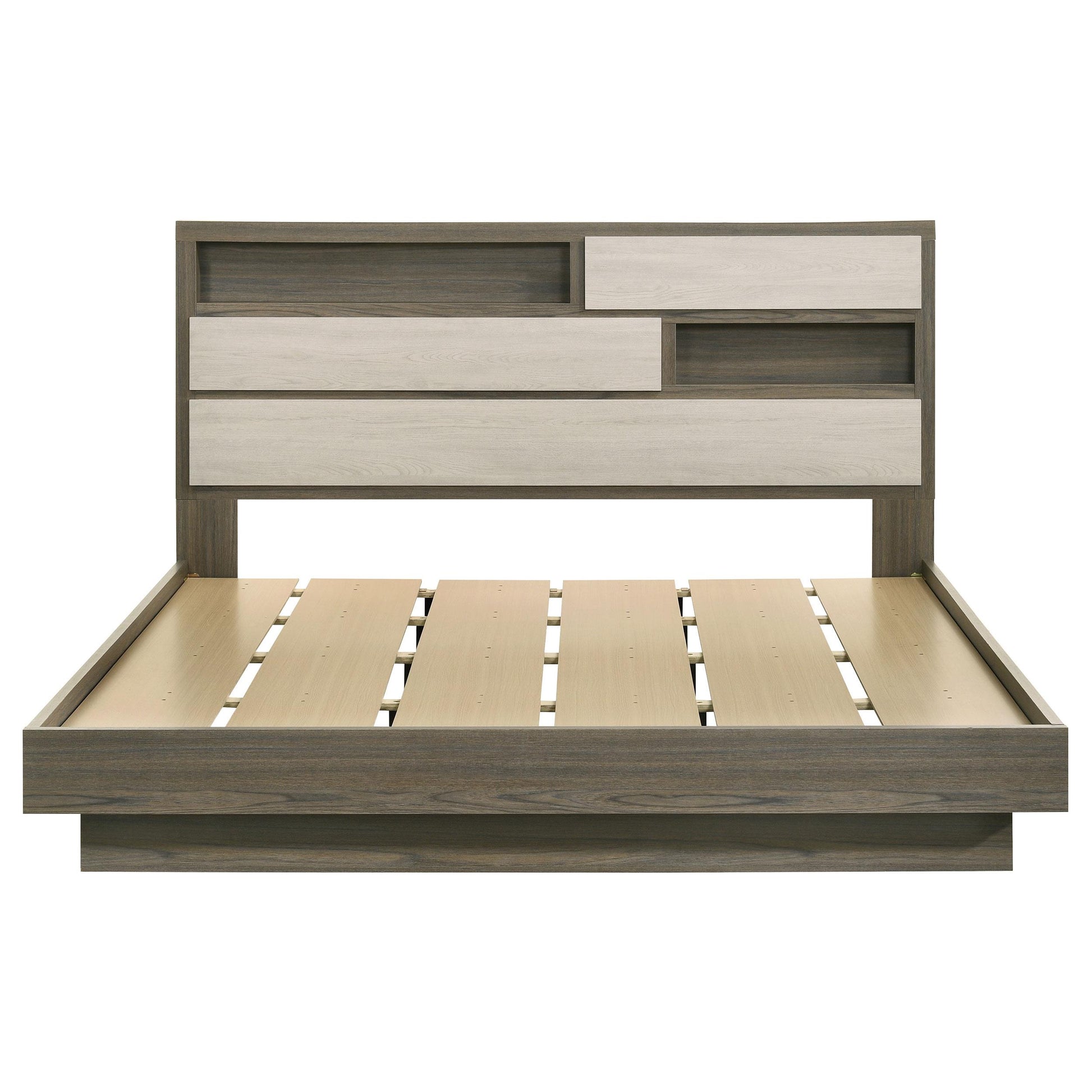  Size_King  -- Fenwick 224981KE Eastern King Bed Bookcase Headboard - Grey Oak IMAGE 3