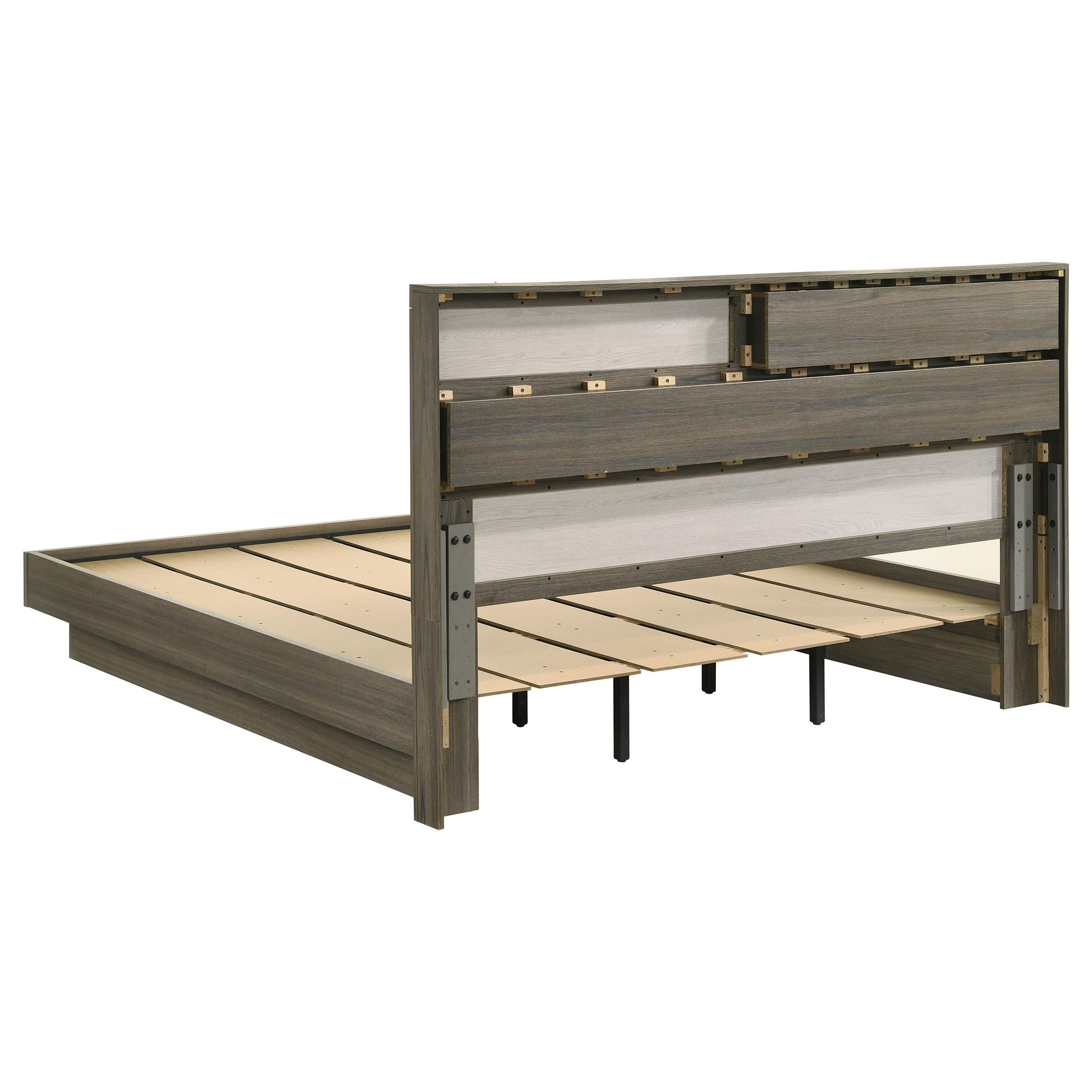 Size_King  -- Fenwick 224981KE Eastern King Bed Bookcase Headboard - Grey Oak IMAGE 4