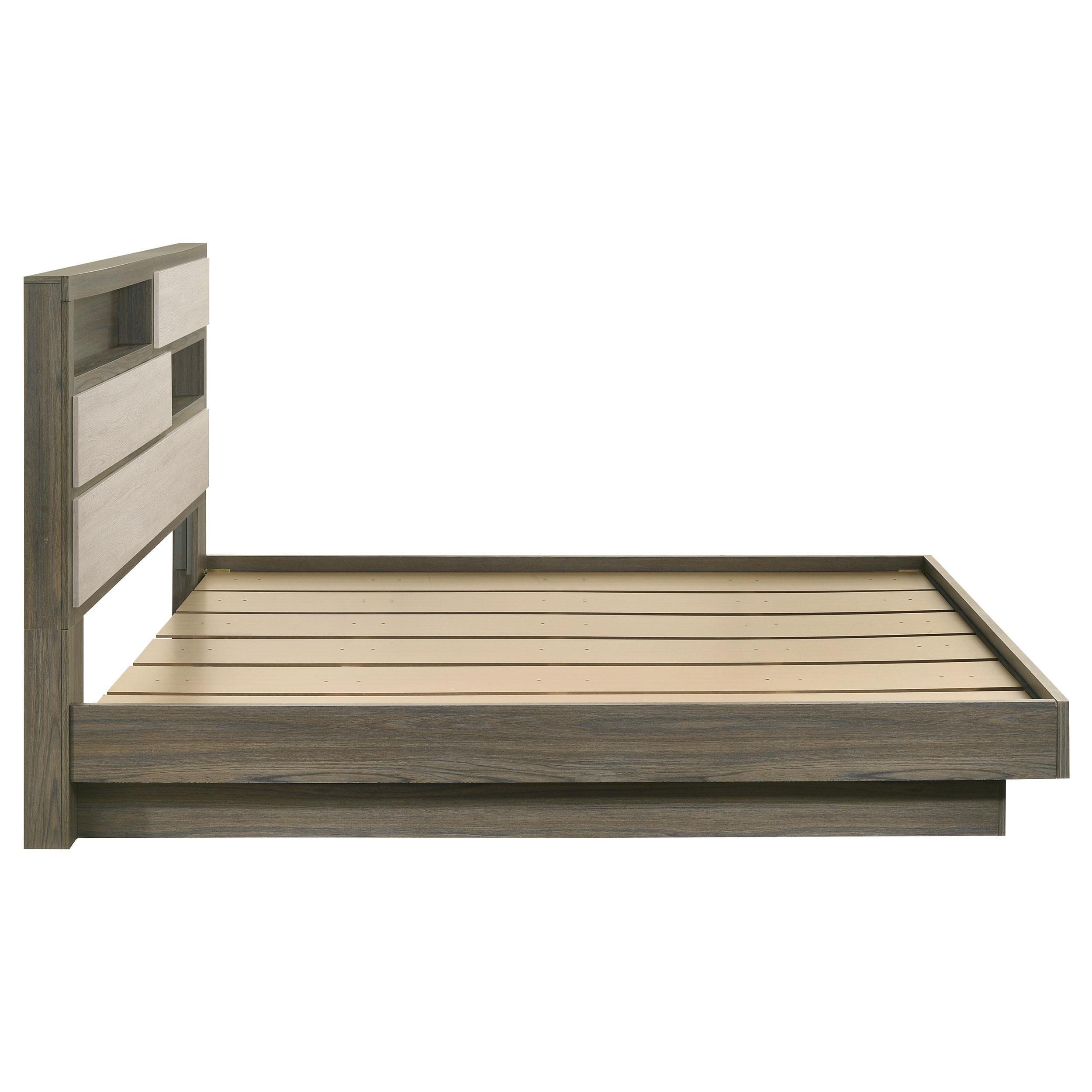  Size_King  -- Fenwick 224981KE Eastern King Bed Bookcase Headboard - Grey Oak IMAGE 5