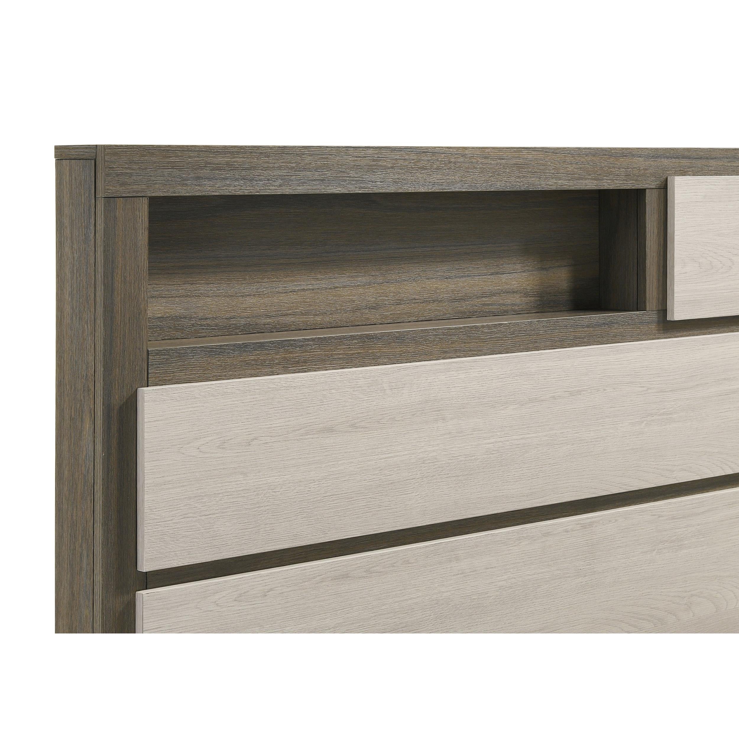  Size_King  -- Fenwick 224981KE Eastern King Bed Bookcase Headboard - Grey Oak IMAGE 8