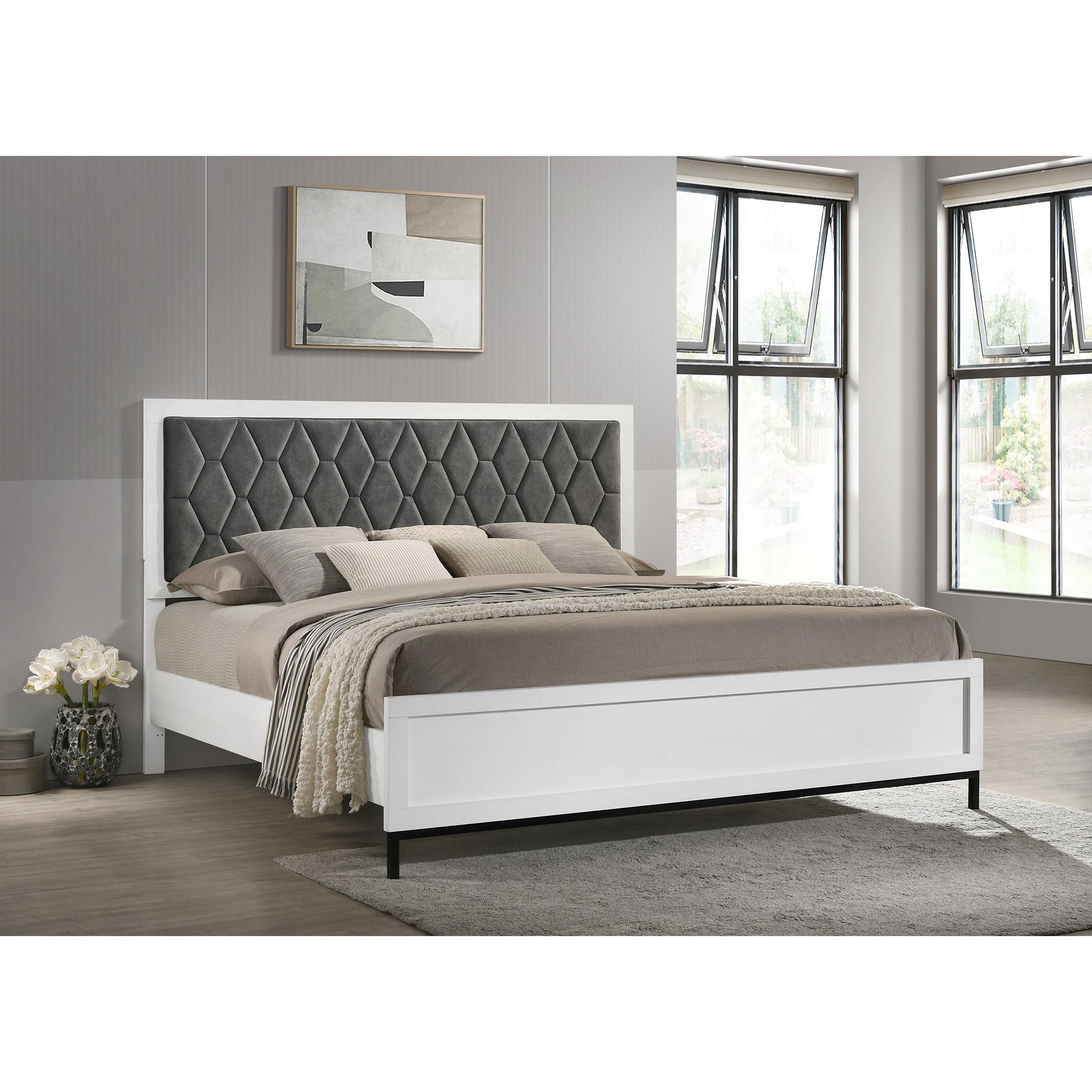  Coaster Furniture Sonora 224861KE Eastern King Upholstered Panel Bed - White IMAGE 4