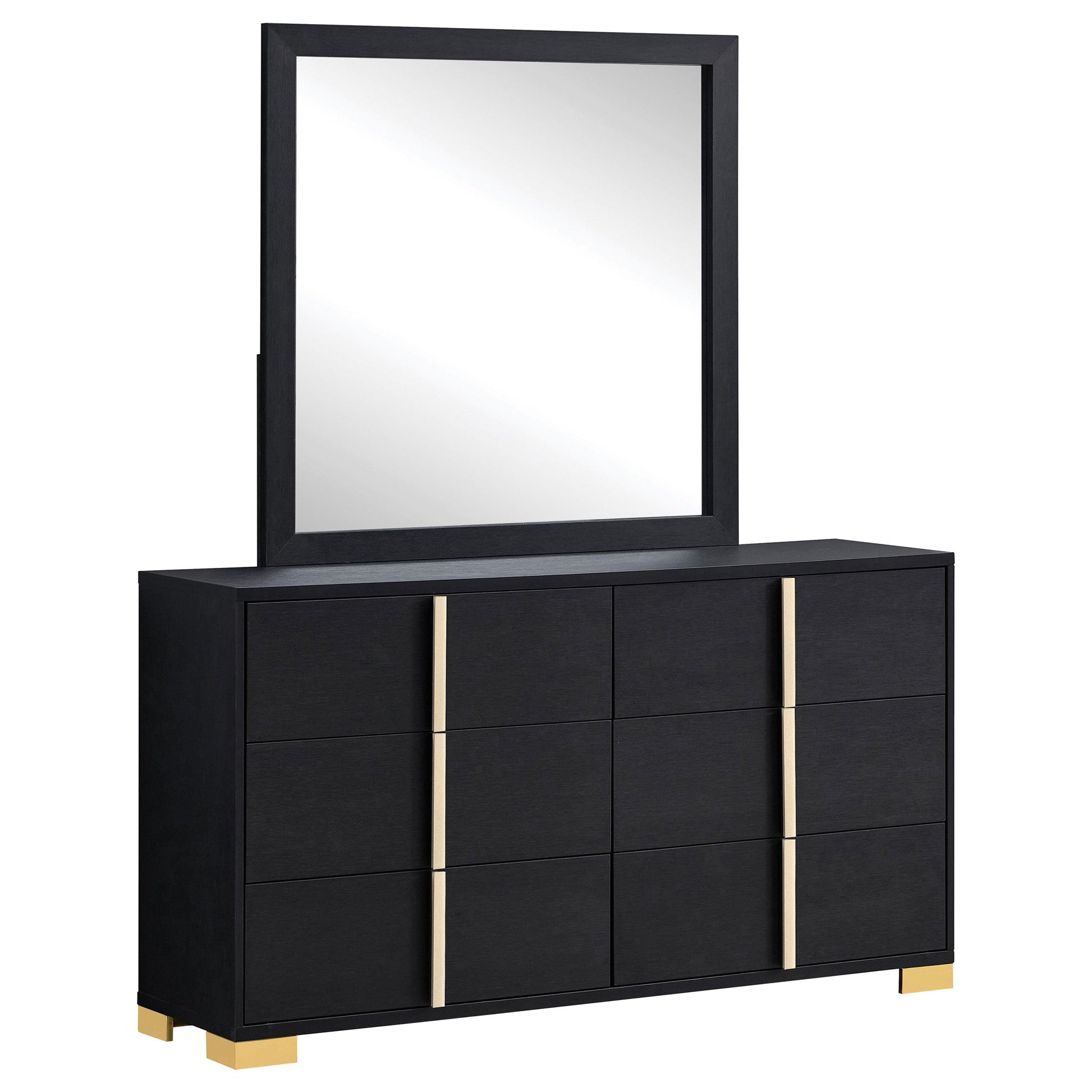  Coaster Furniture Marceline 222833M 6-Drawer Dresser with Mirror - Black IMAGE 1