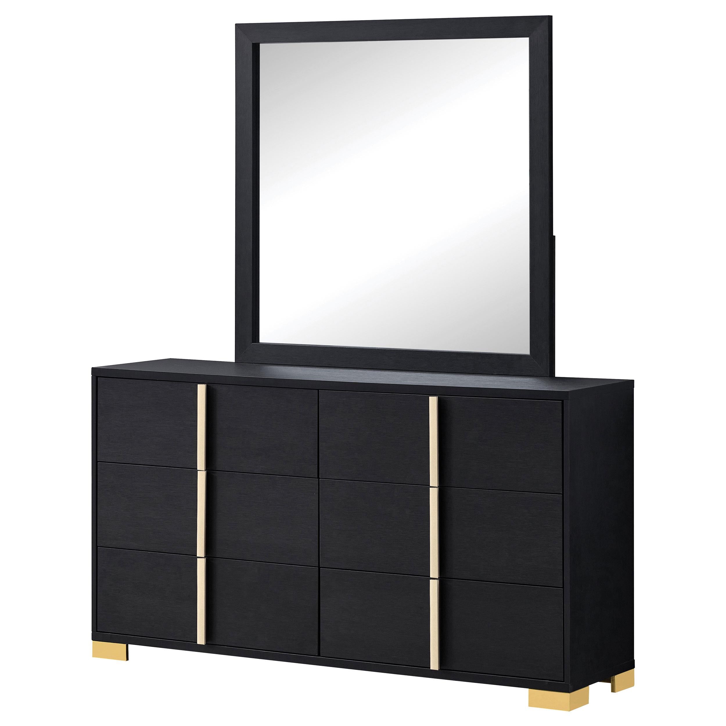  Coaster Furniture Marceline 222833M 6-Drawer Dresser with Mirror - Black IMAGE 3