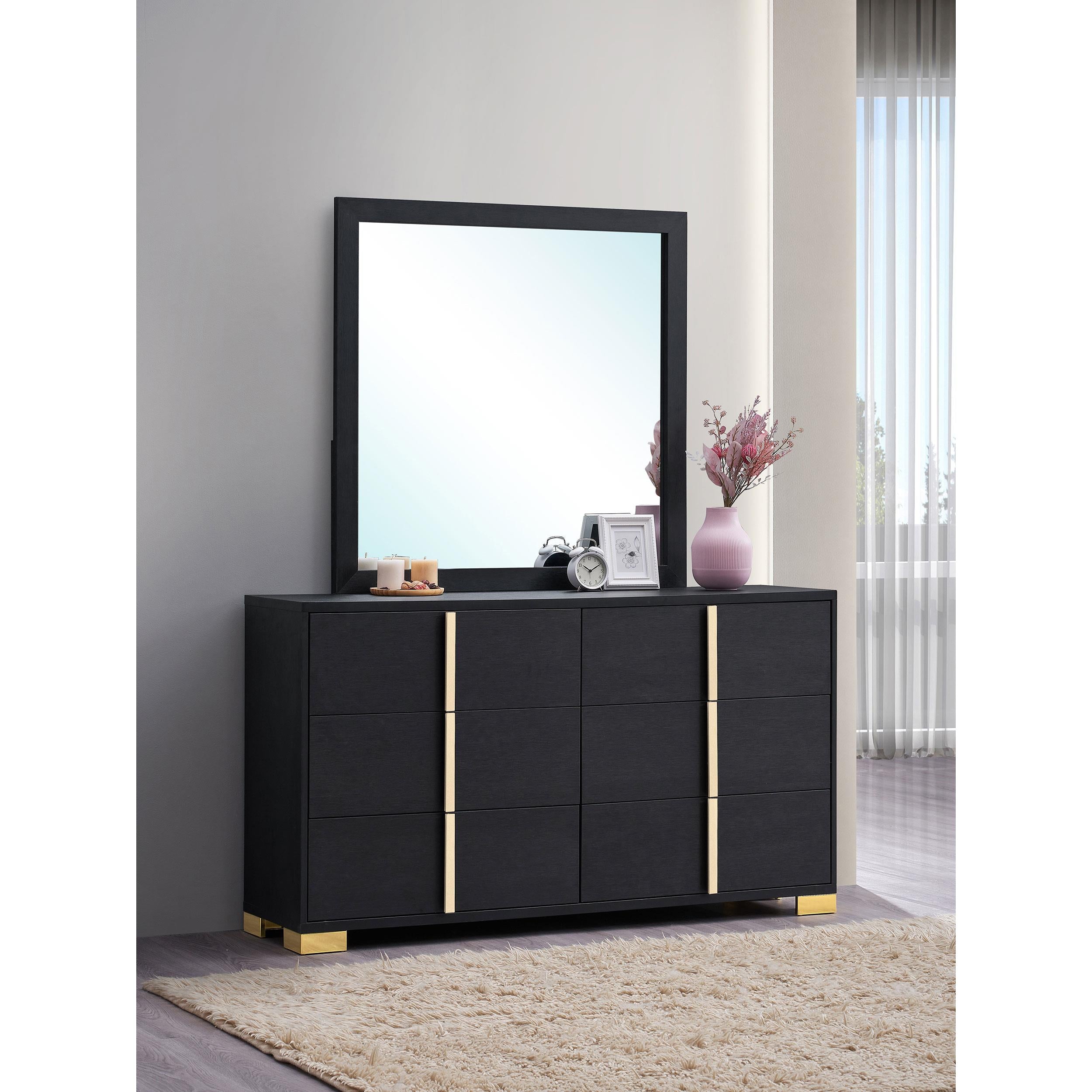  Coaster Furniture Marceline 222833M 6-Drawer Dresser with Mirror - Black IMAGE 9