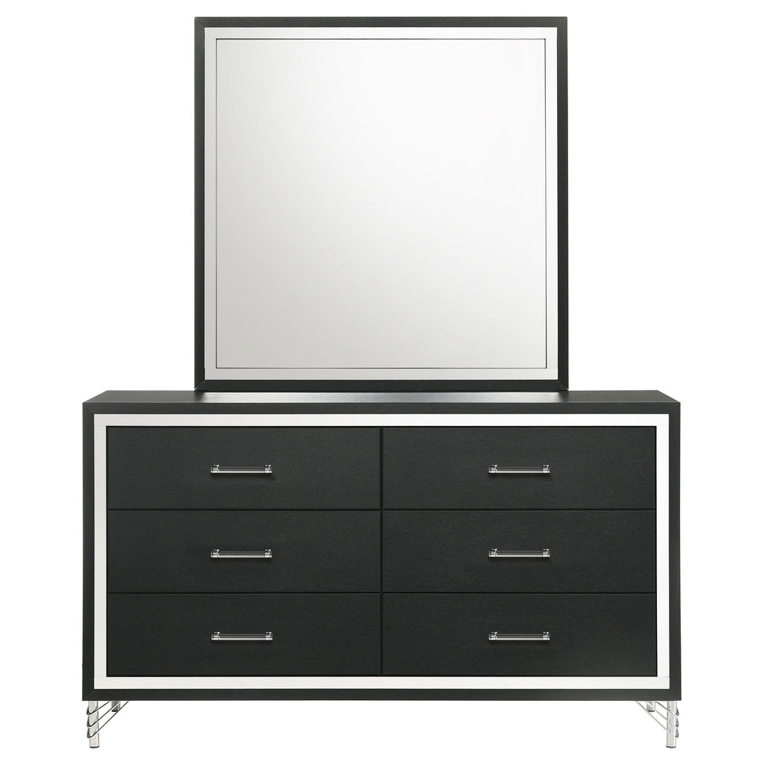  Coaster Furniture Lucia 224993M 6-Drawer Dresser and Mirror - Black IMAGE 1