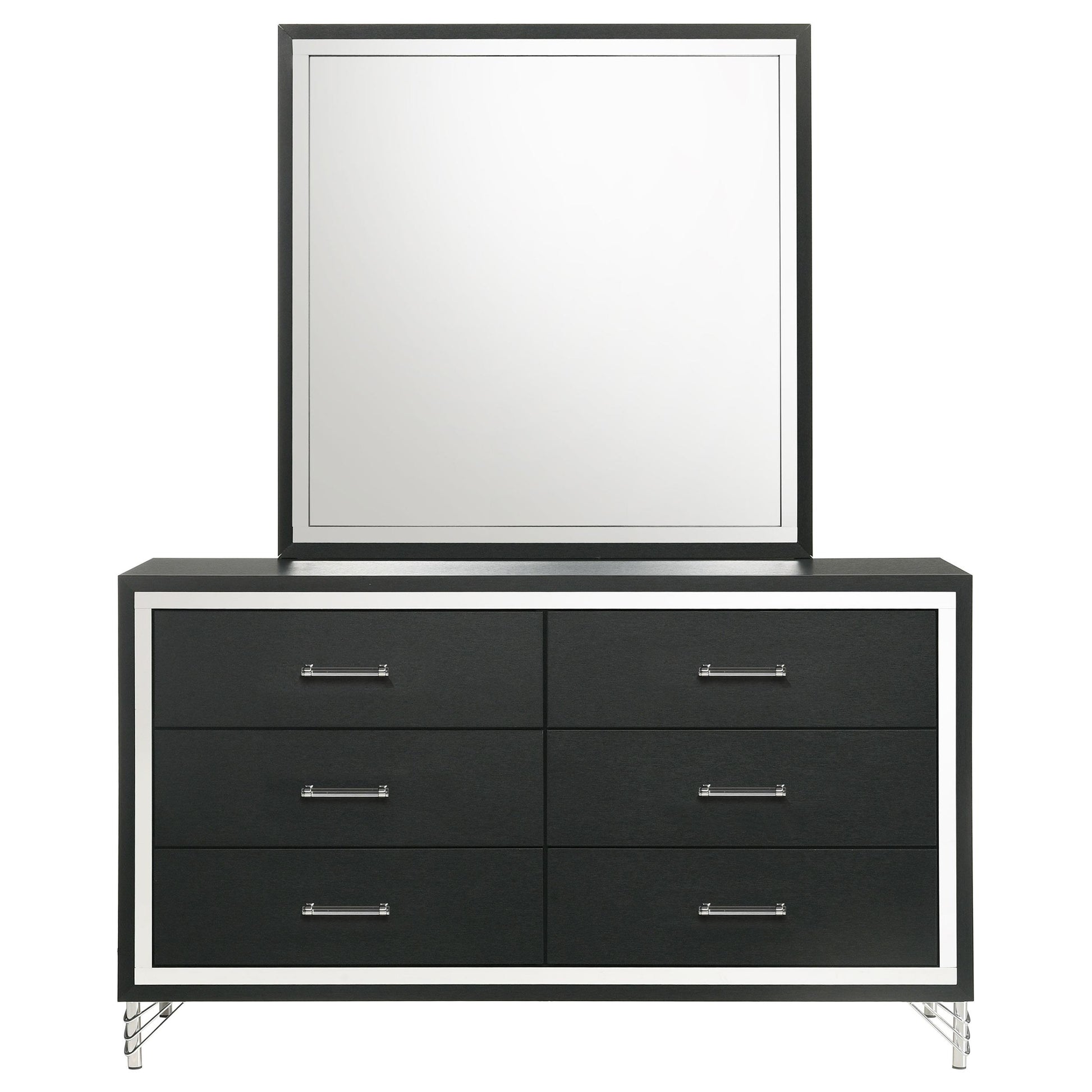  Coaster Furniture Lucia 224993M 6-Drawer Dresser and Mirror - Black IMAGE 2