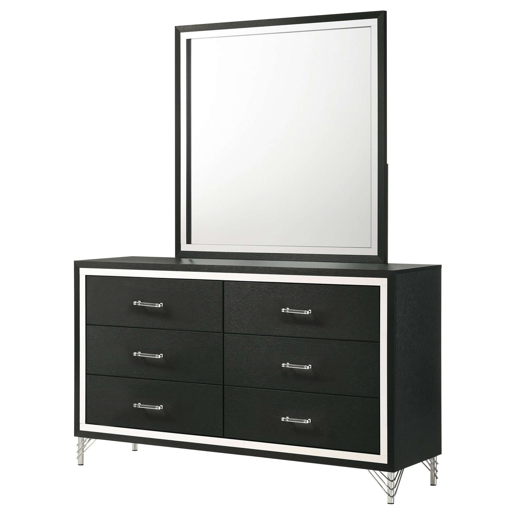  Coaster Furniture Lucia 224993M 6-Drawer Dresser and Mirror - Black IMAGE 3