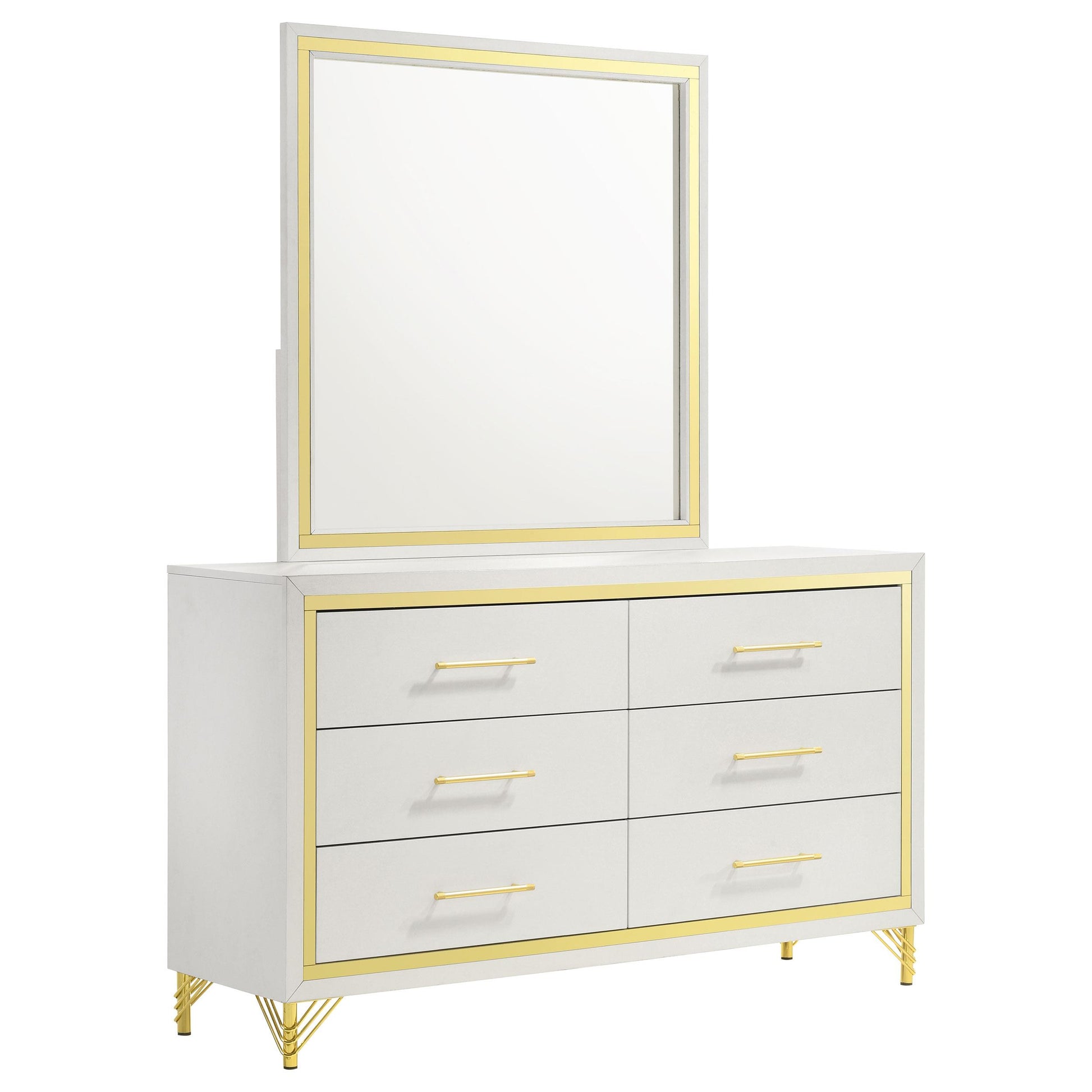  Coaster Furniture Lucia 224733M 6-Drawer Dresser with Mirror - White IMAGE 1