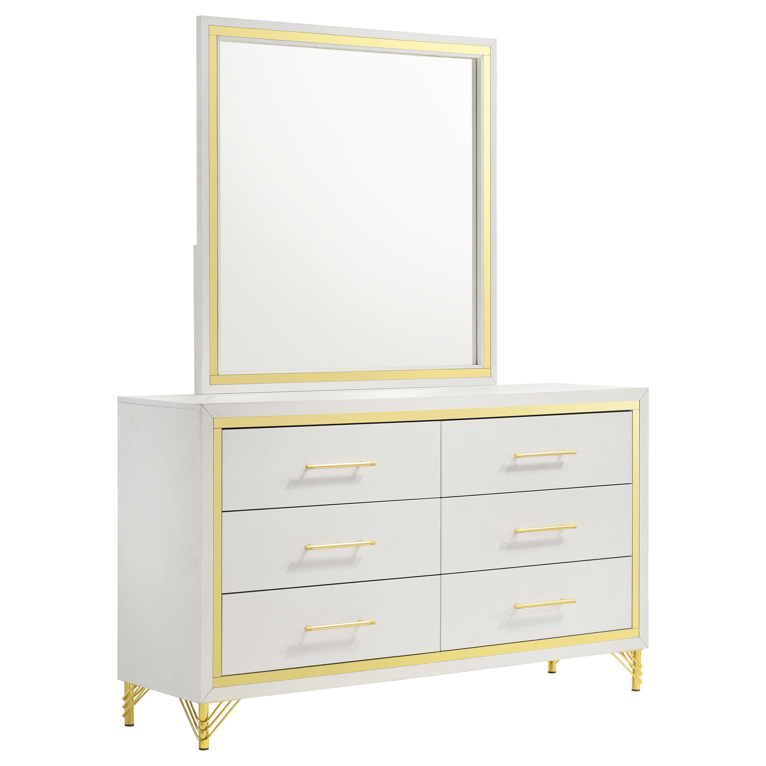  Coaster Furniture Lucia 224733M 6-Drawer Dresser with Mirror - White IMAGE 1