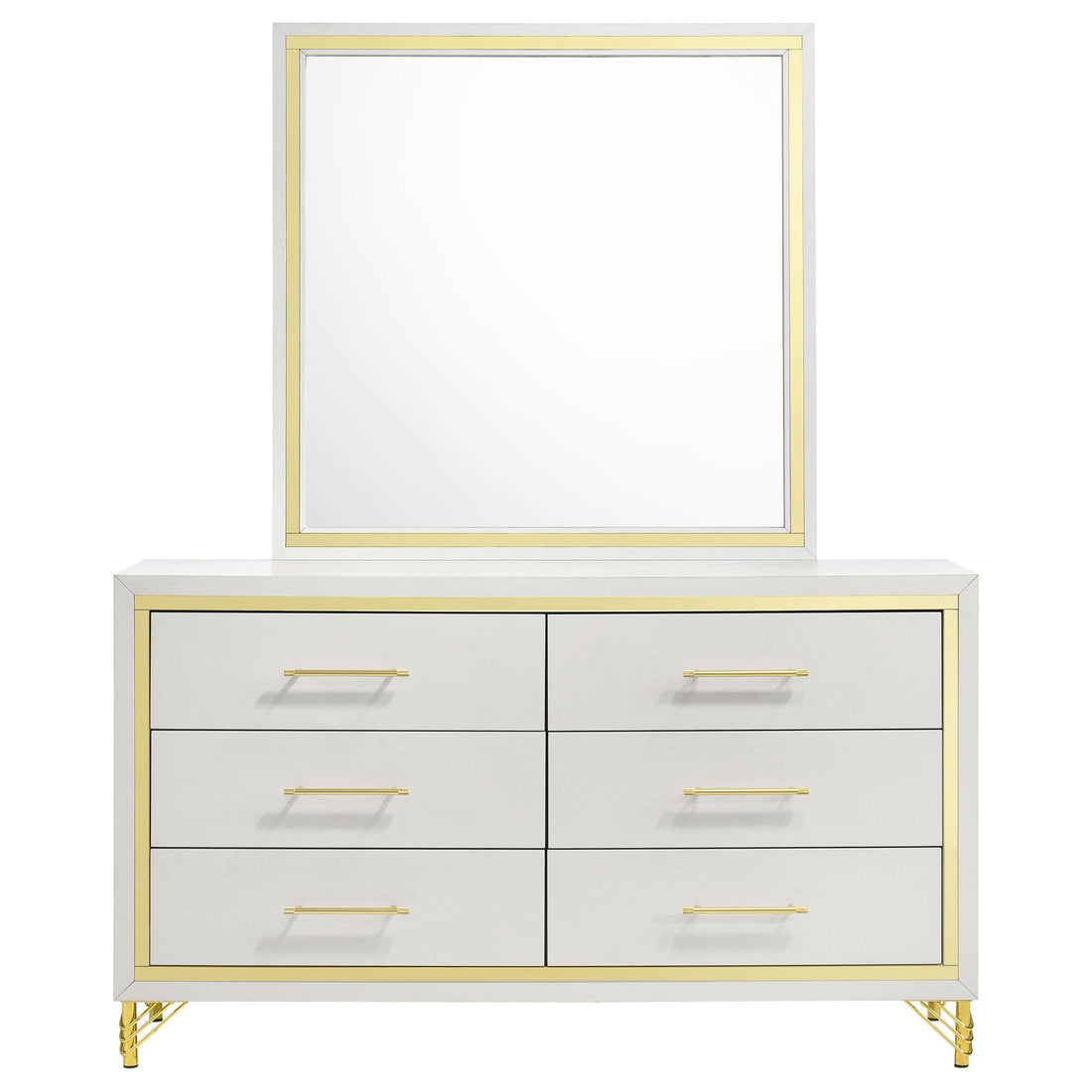  Coaster Furniture Lucia 224733M 6-Drawer Dresser with Mirror - White IMAGE 1