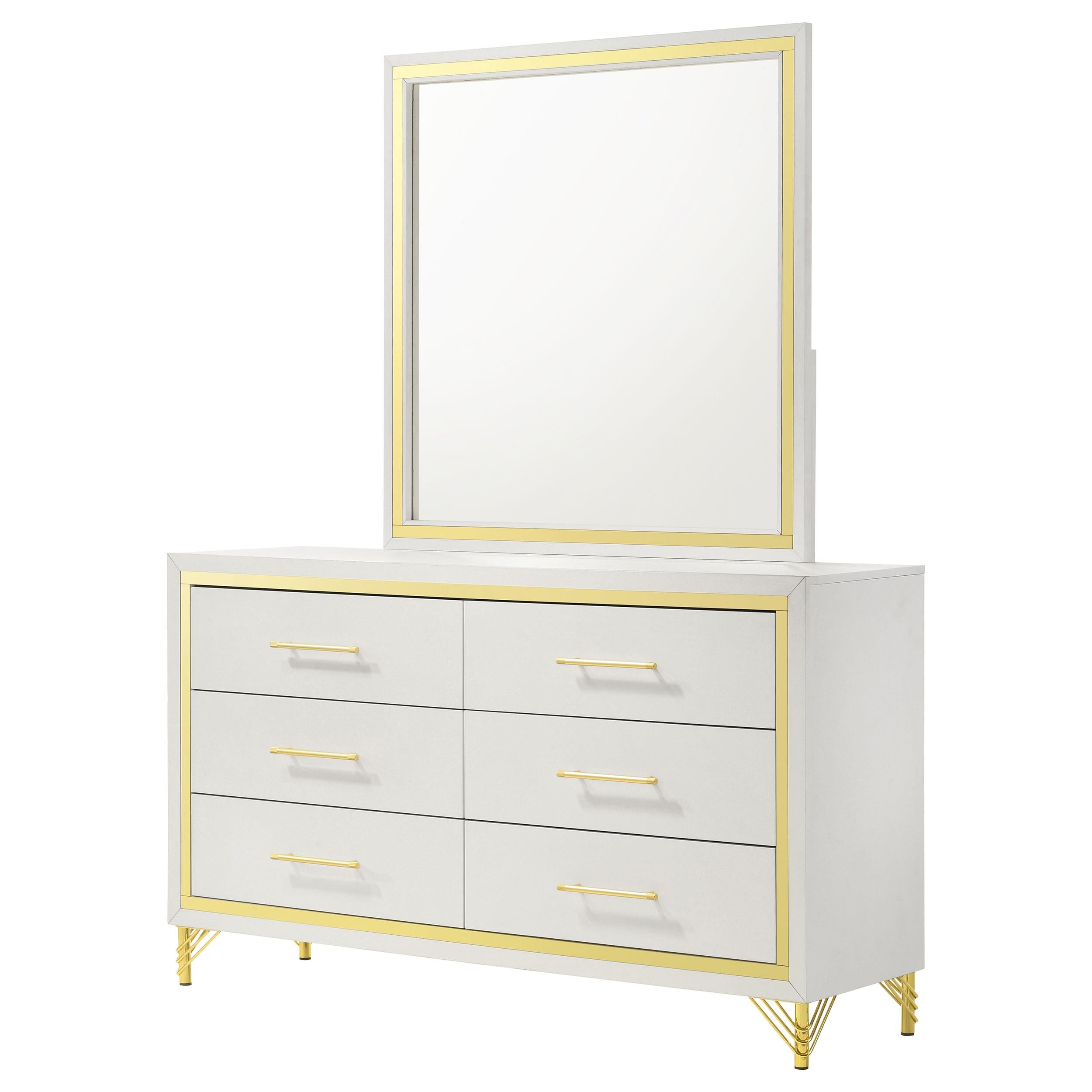  Coaster Furniture Lucia 224733M 6-Drawer Dresser with Mirror - White IMAGE 3