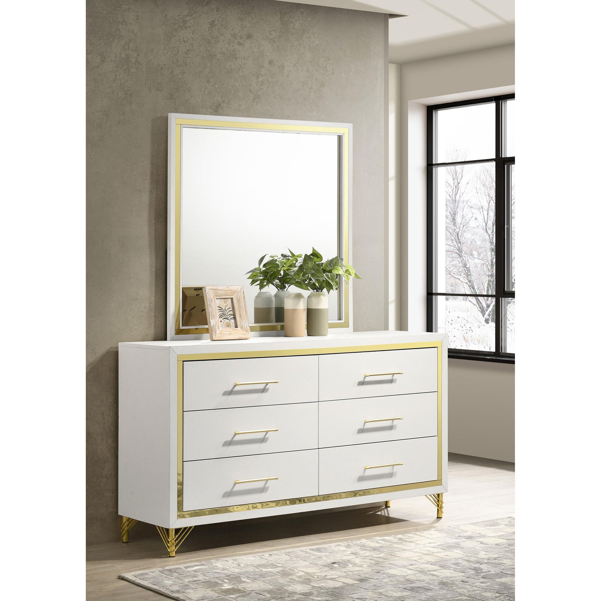  Coaster Furniture Lucia 224733M 6-Drawer Dresser with Mirror - White IMAGE 9