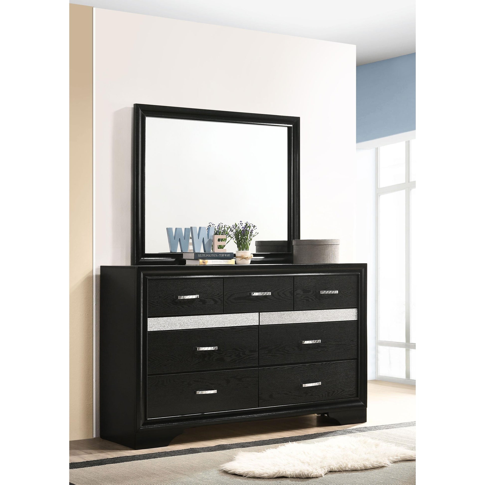  Coaster Furniture Miranda 206363M 7-Drawer Dresser with Mirror - Black IMAGE 9