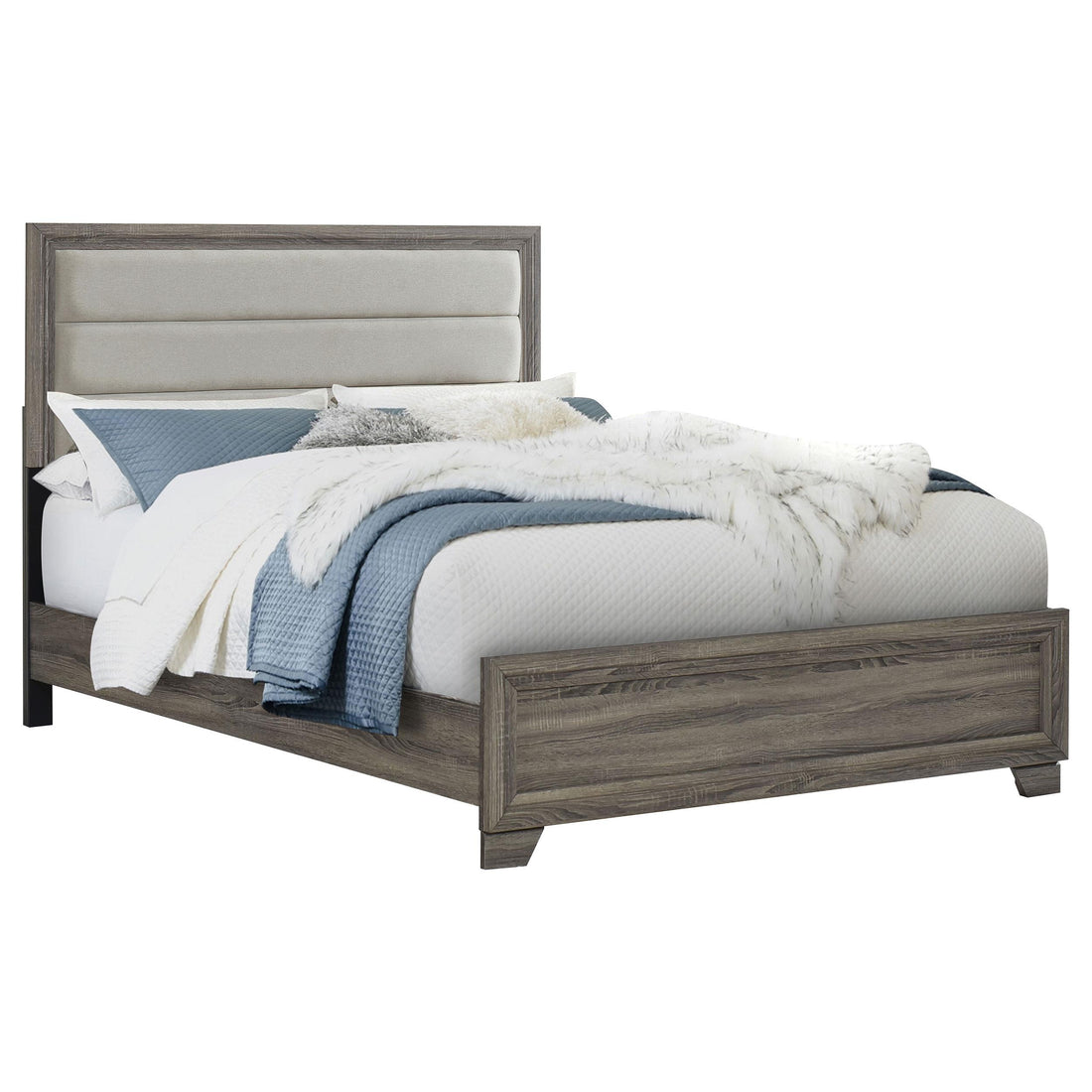  Coaster Furniture Wright 223341Q 52-inch Upholstered Queen Bed - Brown Oak IMAGE 1