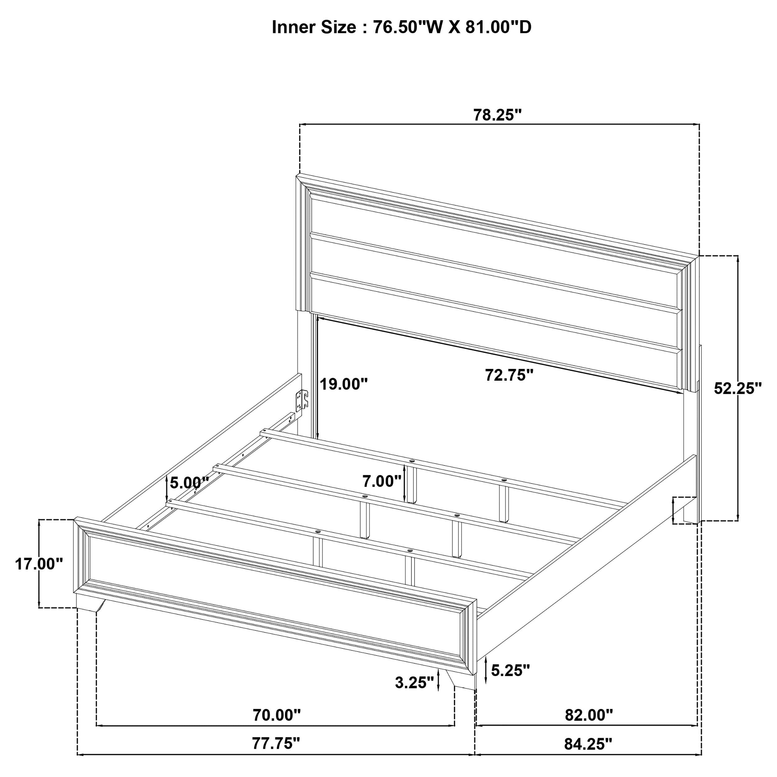  Size_King  -- Wright 223341KE 52-inch Upholstered Eastern King Bed - Brown Oak IMAGE 6