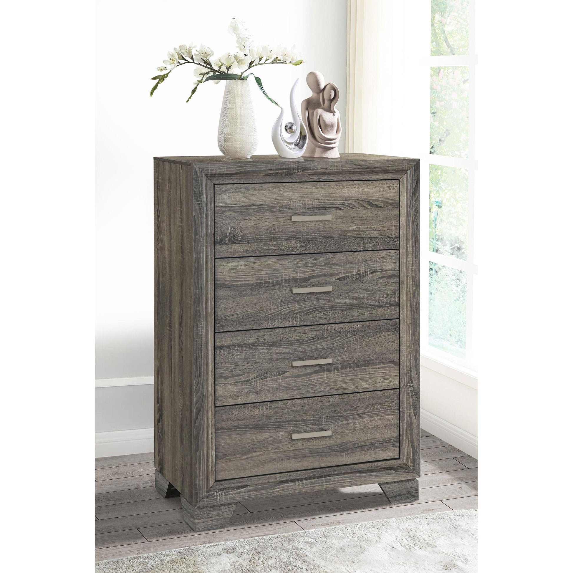  Coaster Furniture Wright 223345 4-Drawer Chest of Drawers - Brown Oak IMAGE 9
