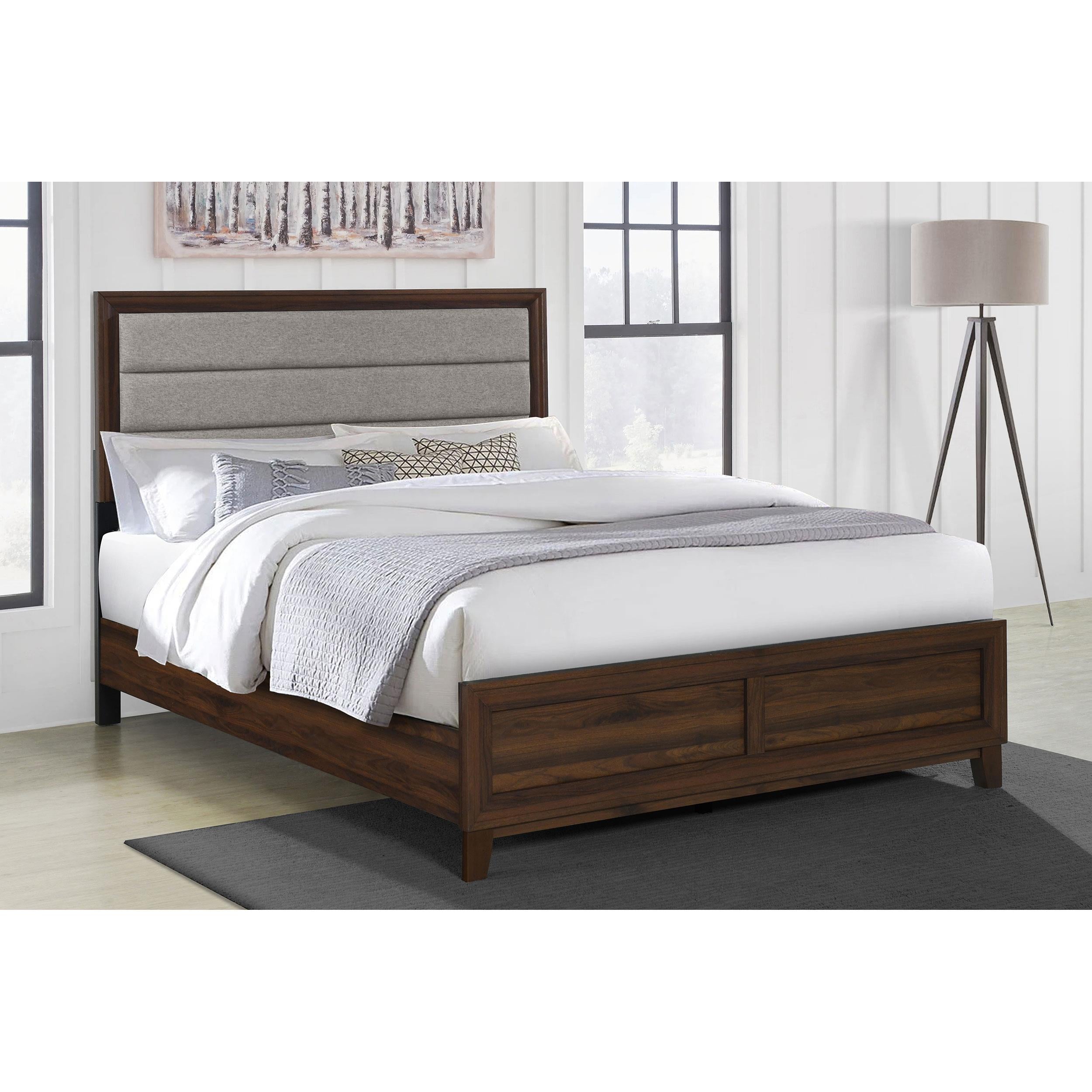  Size_King  -- Welsley 223441KE 50-inch Upholstered Eastern King Bed - Walnut IMAGE 4