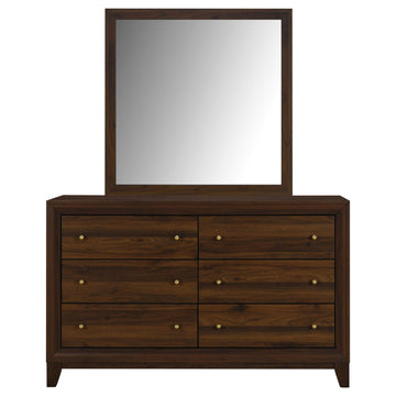  Coaster Furniture Welsley 223443M 6-Drawer Dresser and Mirror - Walnut IMAGE 1