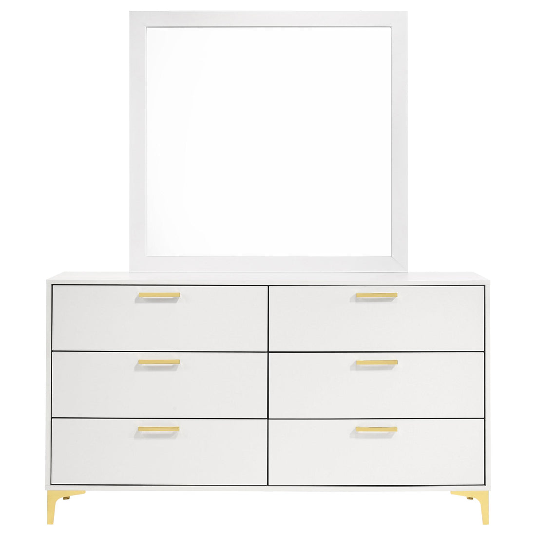  Coaster Furniture Kendall 224403M 6-Drawer Dresser with Mirror - White IMAGE 1