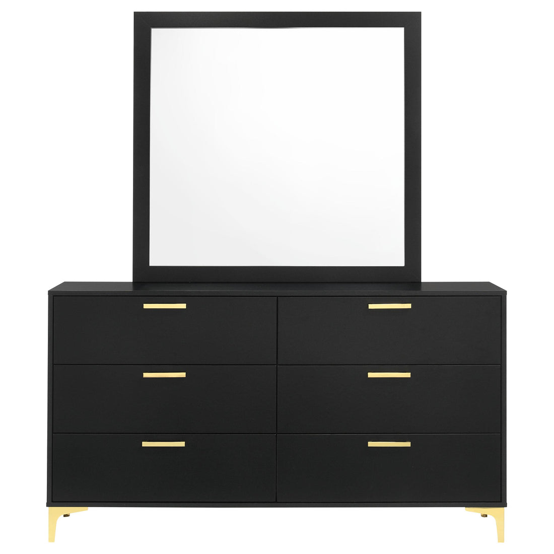  Coaster Furniture Kendall 224453M 6-Drawer Dresser with Mirror - Black IMAGE 1