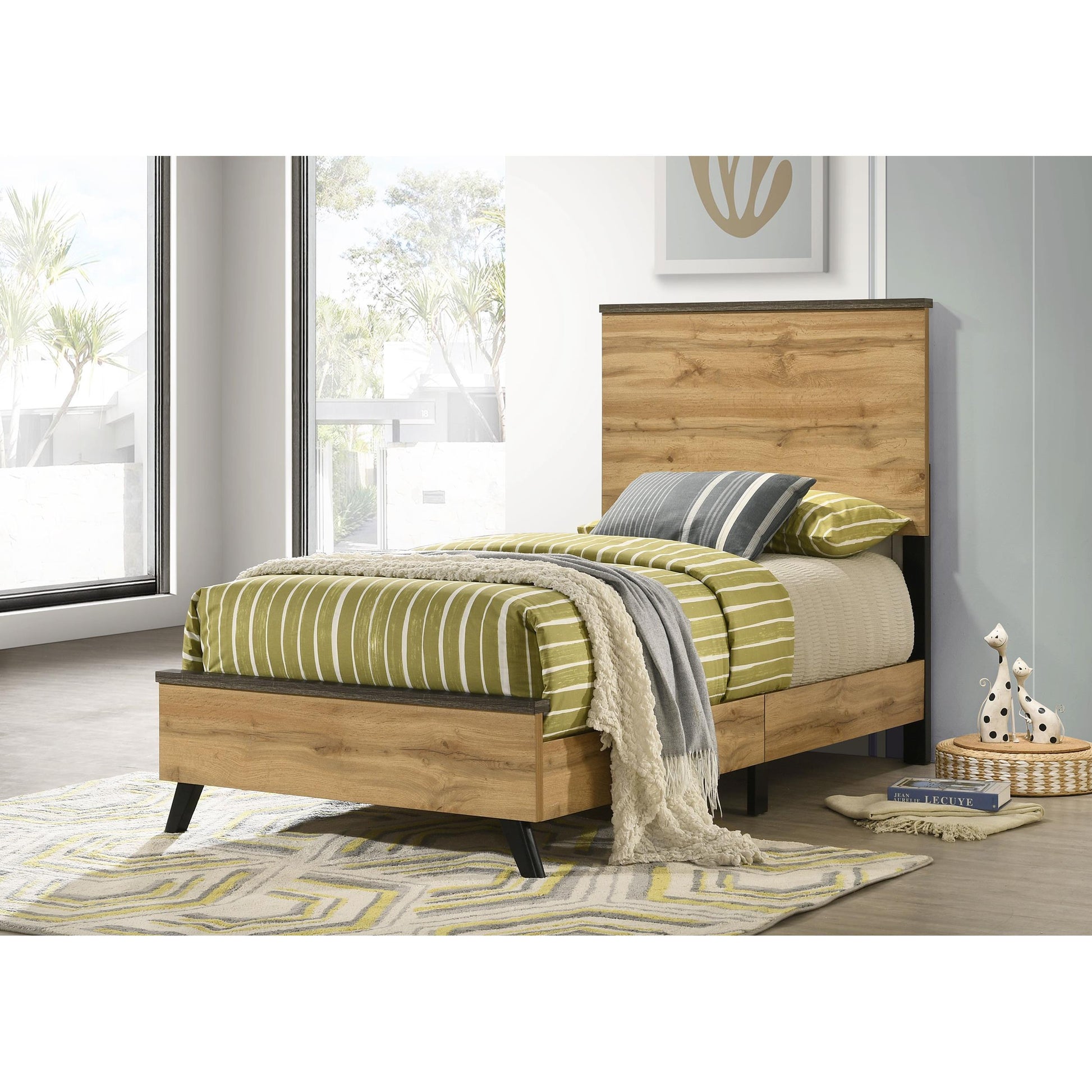  Size_Twin  -- Kaywood 225001T 52-inch Twin Panel Bed - Natural Pine IMAGE 4